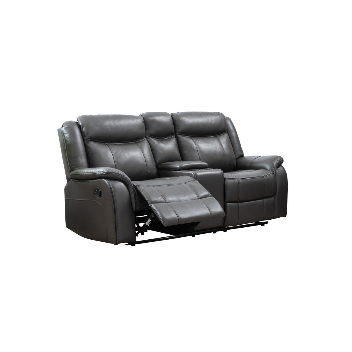 Premium Leather Gel Recliner Sofa Loveseat with Storage Console - Ergonomic Living Room Furniture for Relaxation & Movie Nights