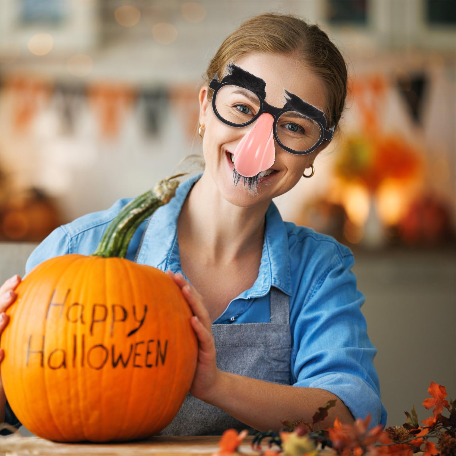 Alipis Disguise Glasses with Fake Nose - Funny Big Nose Glasses with Attached Eyebrows & Mustache - Perfect for Halloween Costumes, Party Favors & Cosplay Events