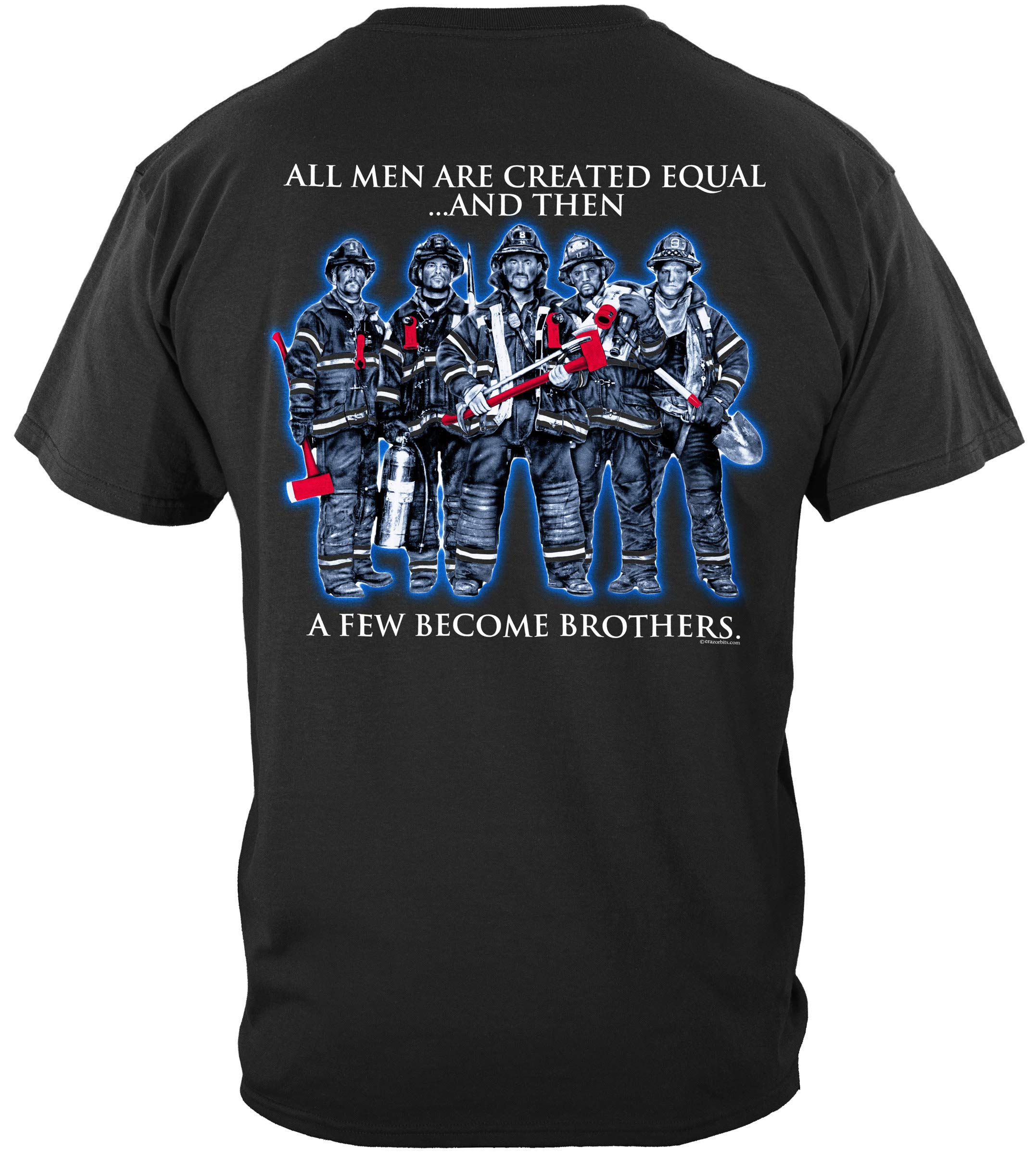 Erazor Bits Firefighter T-Shirt - Honor, Sacrifice & Brotherhood - Comfortable Cotton Tee for Firefighters, EMS & First Responders - Perfect for Work, Training & Everyday Wear