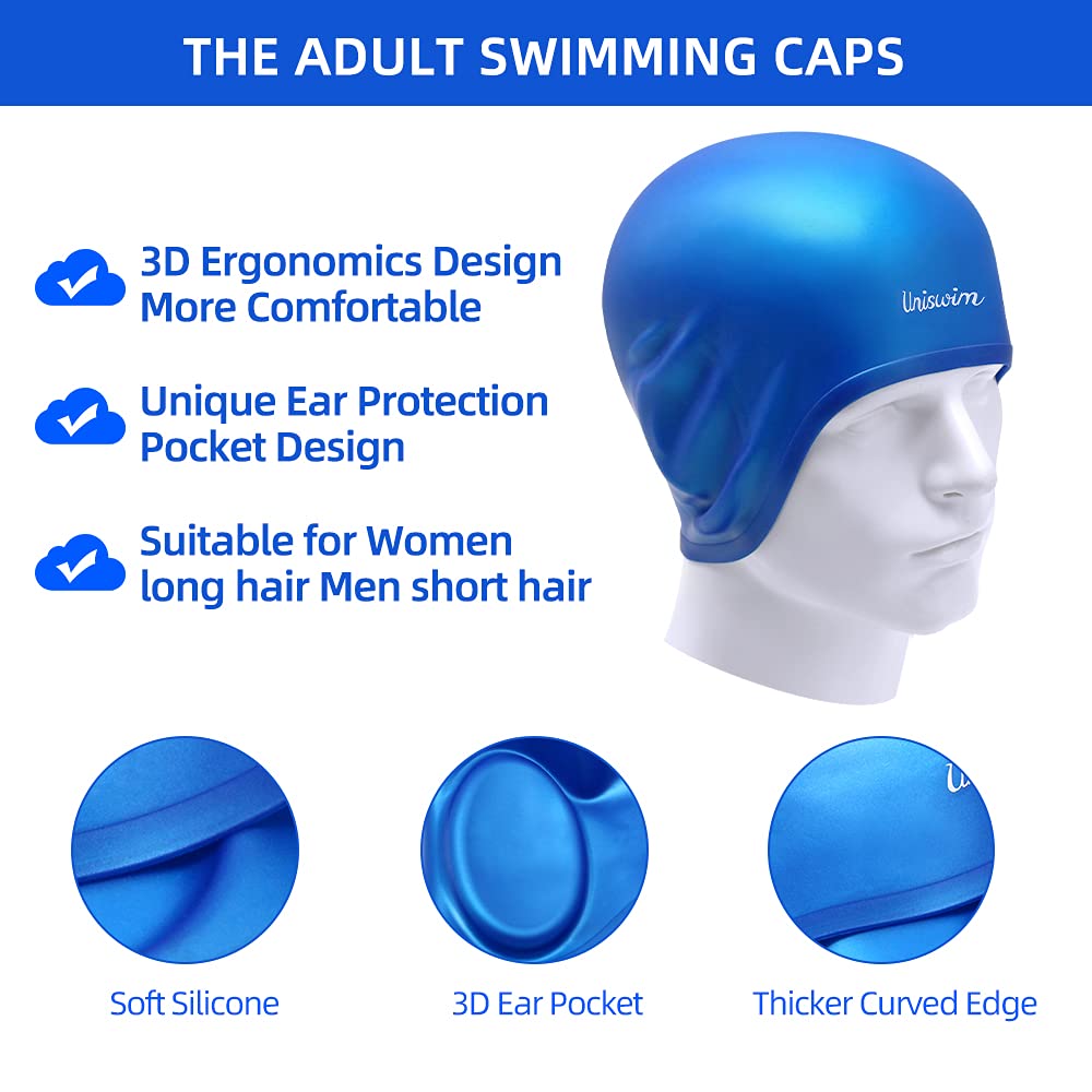 Anti-Fog Swimming Goggles & Silicone Swim Cap Set for Adults - UV Protection Swim Glasses & Comfortable Swim Hat Pack for Pool, Beach & Training