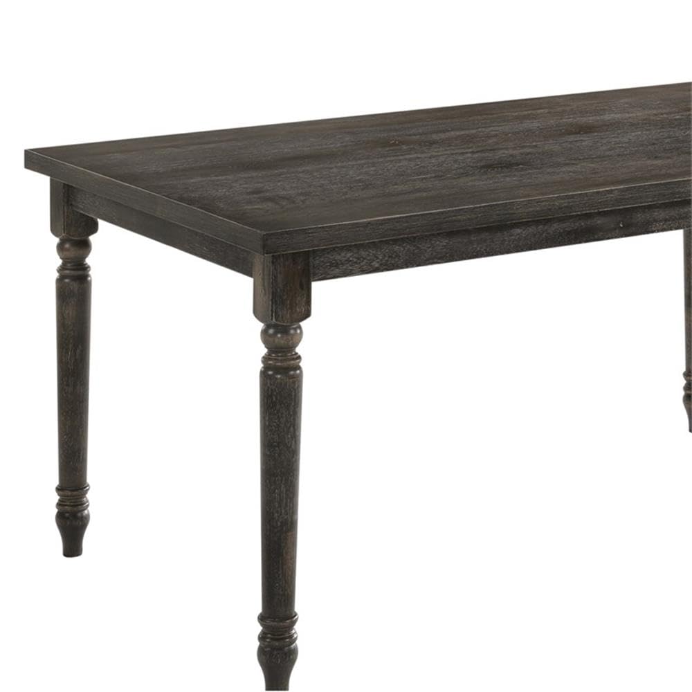 Acme Claudia II Rectangular Wood Dining Table with Turned Legs in Weathered Gray - Perfect for Farmhouse, Rustic & Modern Dining Rooms