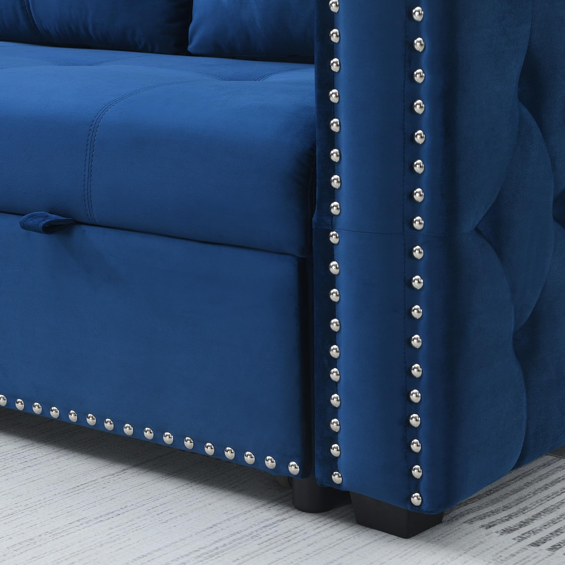 Modern L-Shape Sectional Sleeper Sofa with Pull-Out Bed & Storage - Queen Size 91