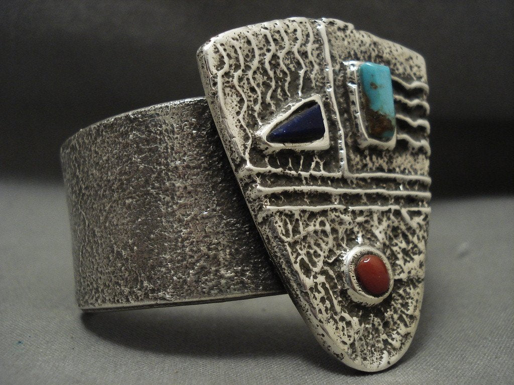 Authentic Navajo Turquoise Coral Native American Jewelry - 119g Sterling Silver Cast Bracelet for Women - Perfect for Boho Fashion, Festivals & Gift Giving
