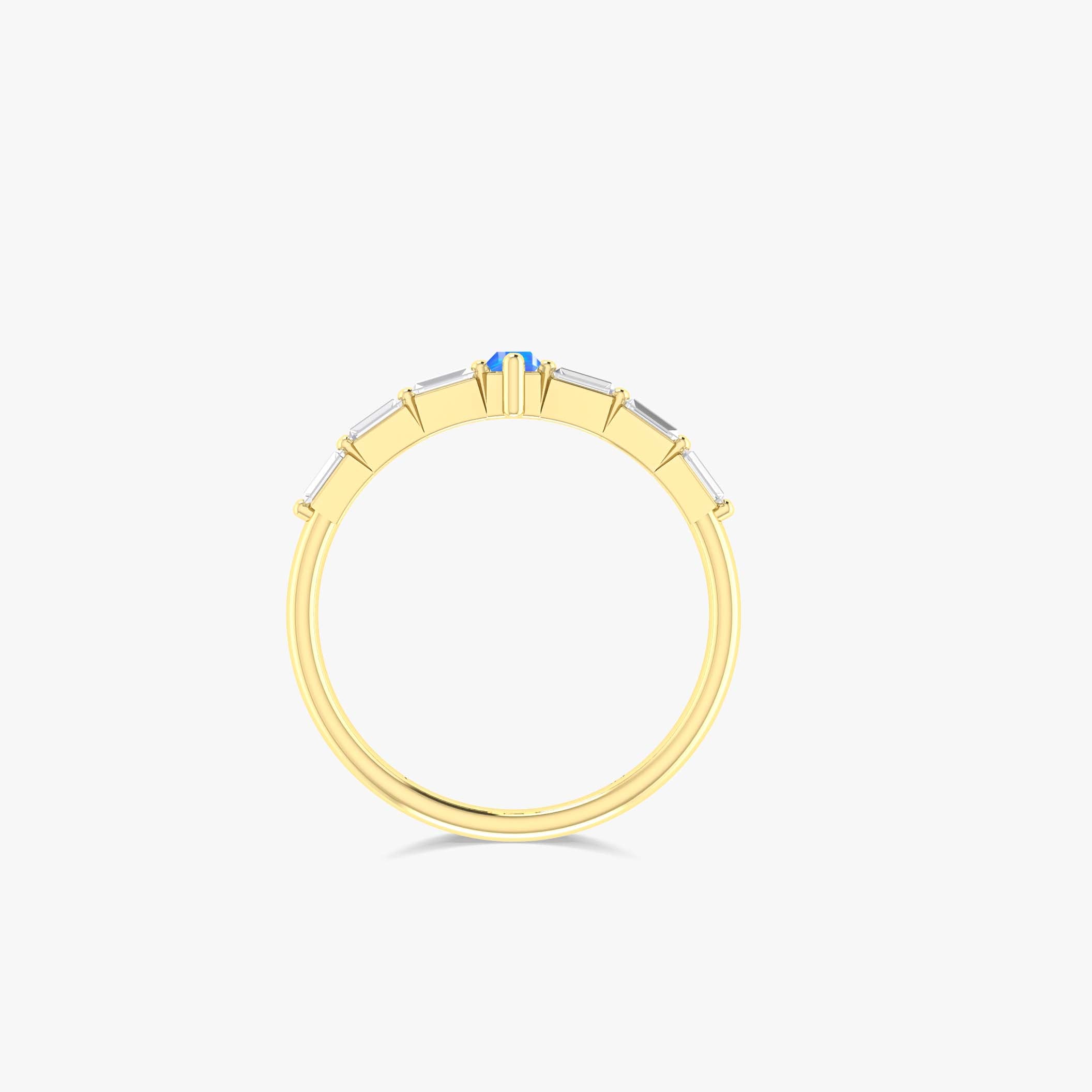 Exquisite Baguette Blue Opal and Zircon Ring for Women | Elegant Statement Jewelry for Parties, Weddings & Special Occasions