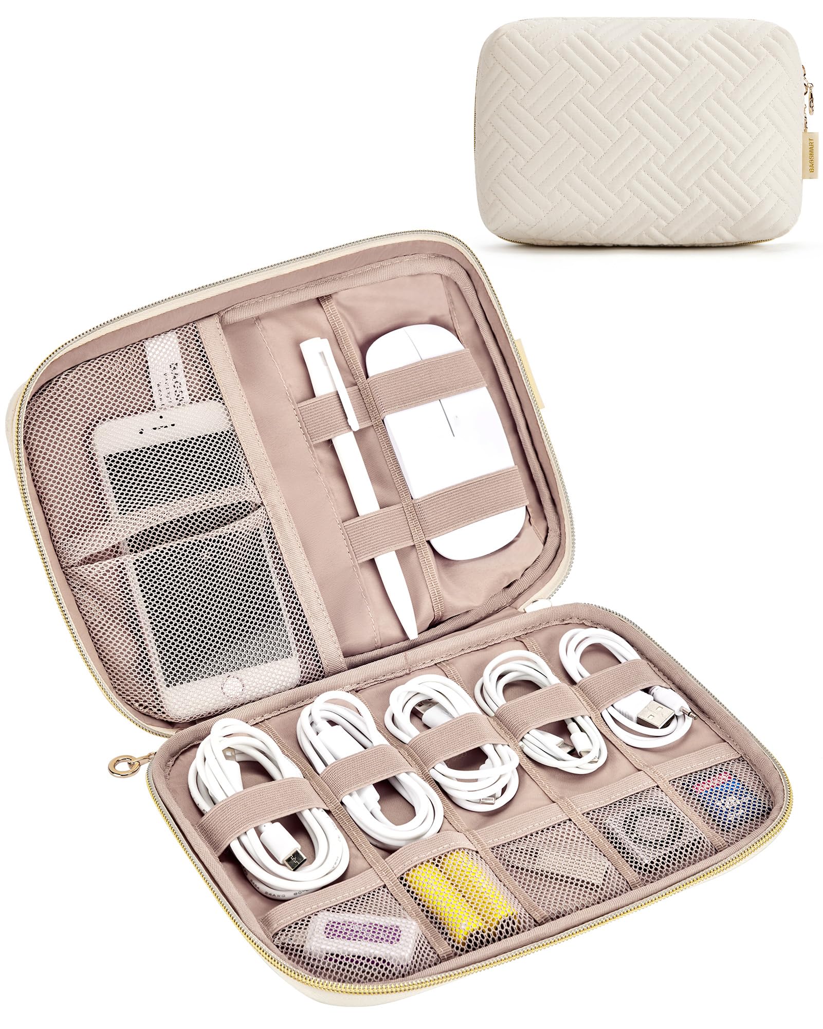 BAGSMART Travel Electronics Organizer Case - Waterproof Cable Storage Bag for Phone Charger, SD Card, USB Cables | Perfect Tech Accessories for Women & Men | Ideal for Business Trips, Vacations, Airplane Travel