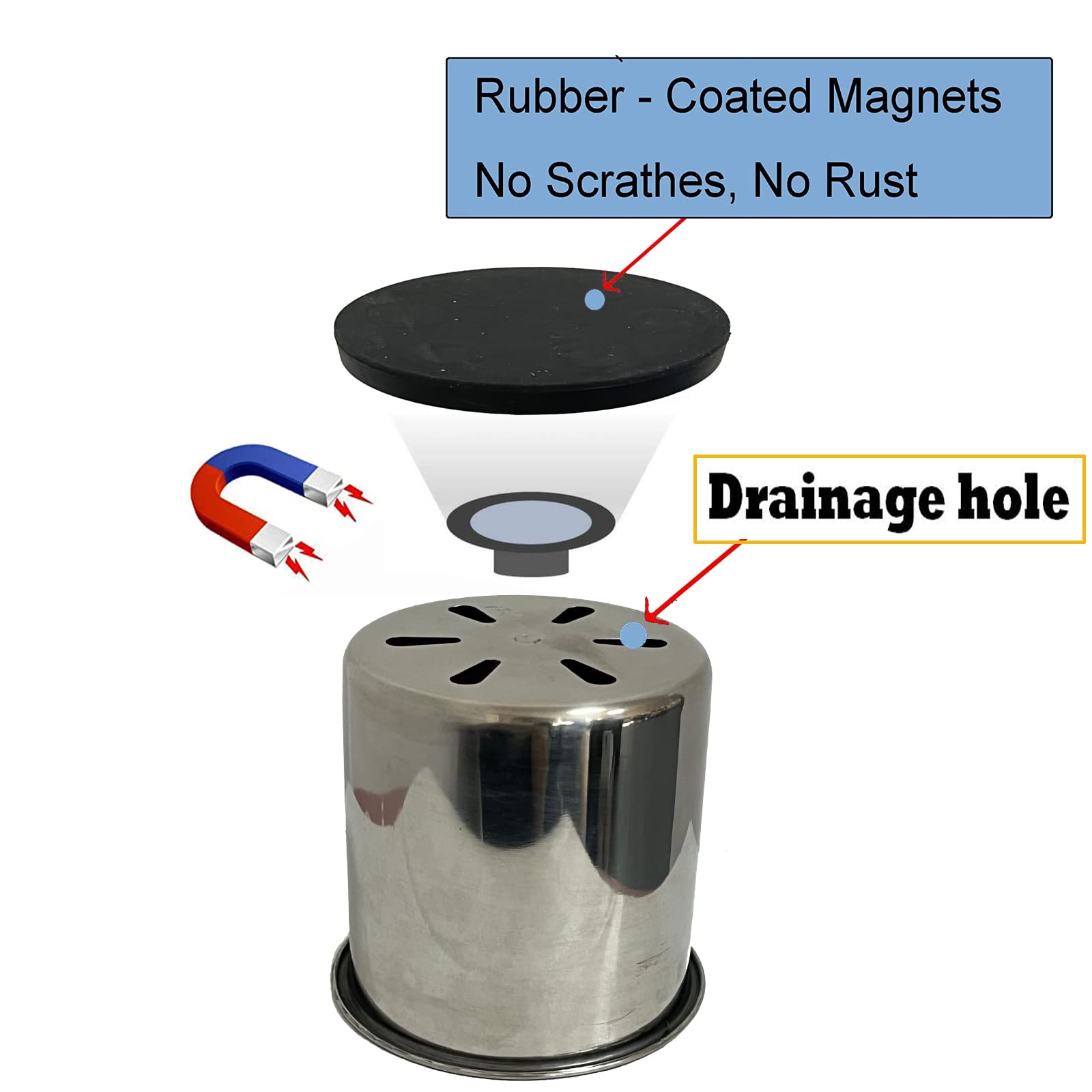 Horizontal Mounting Magnetic Cup Holder - Stainless Steel Beverage Drink Holder with Buffer Protection - Perfect for Tractors, Trucks, Boats & Outdoor Adventures