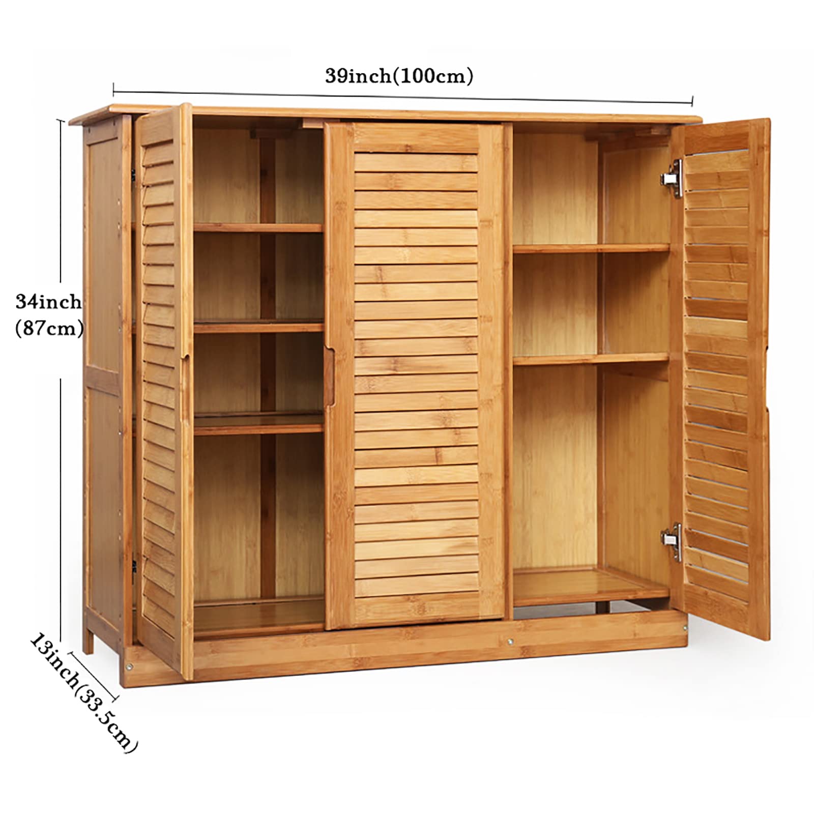 **Bamboo Shoe Cabinet with Doors - Rustic Entryway Shoe Storage Organizer & Shoe Rack for Hallway, Closet, or Mudroom - Perfect for Organizing Shoes, Boots, and Accessories**