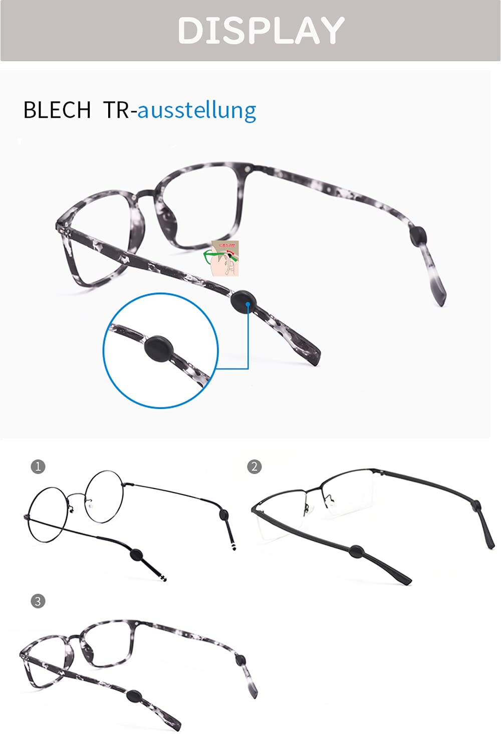 OPUGIT Upgraded Mini Round Silicone Eyeglasses Temple Grips Retainer – Anti-Slip Glasses Holders for Spectacles, Sunglasses & Eyewear (10 Pairs) – Perfect for Sports, Reading & Outdoor Activities