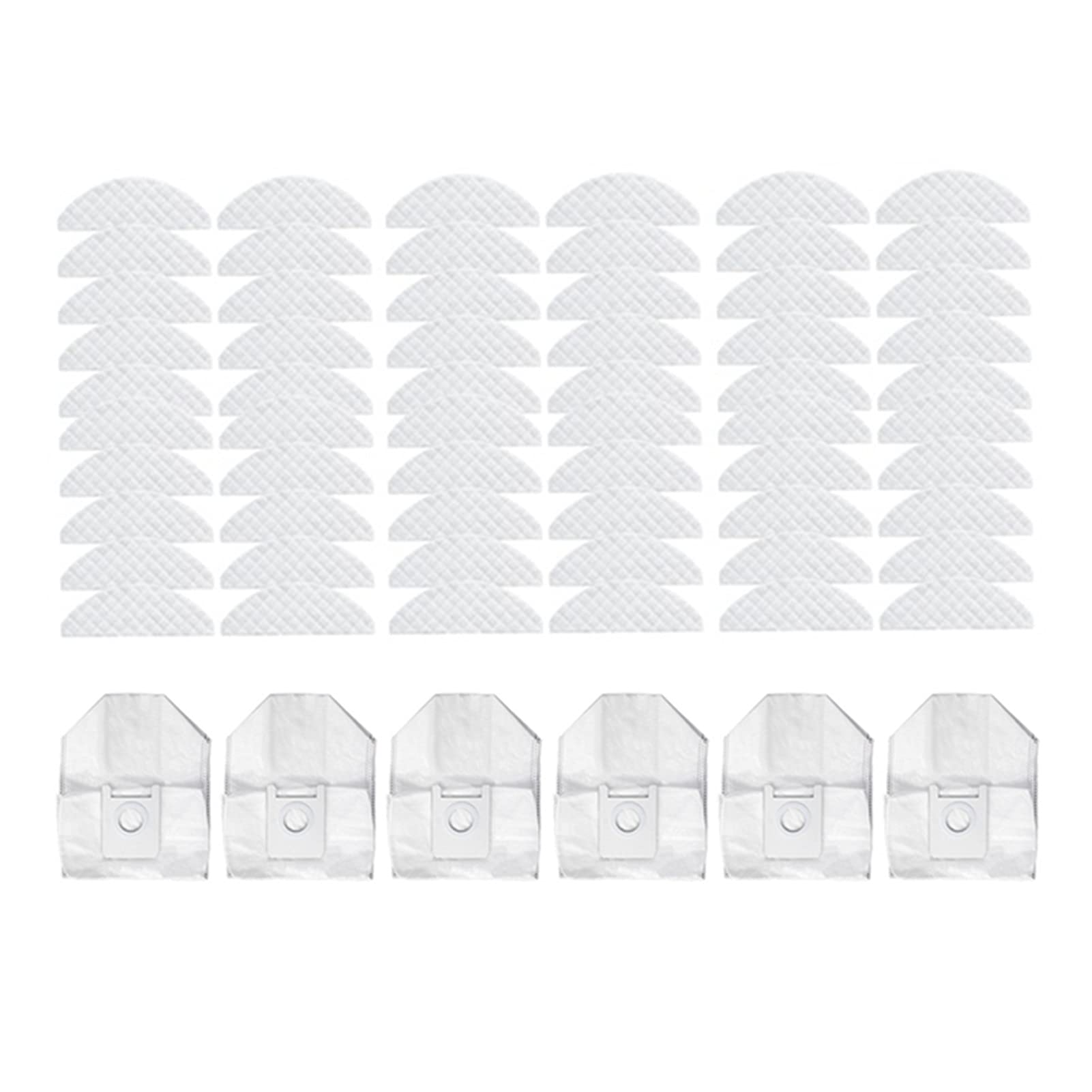 66Pcs Replacement Dust Bags & Mop Cloths for Roidmi EVE Plus Robot Vacuum Cleaner - Disposable White Cleaning Accessories Kit for Home & Office Use