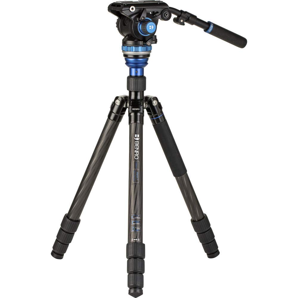 Benro Aero 6 PRO Carbon Fiber Video Tripod with S6 PRO Fluid Head - 13.2 lb Capacity, Leveling Column & Monopod Conversion for Travel Filmmaking - Perfect for Vlogging, Documentary & Outdoor Photography (C3883TS6PRO)