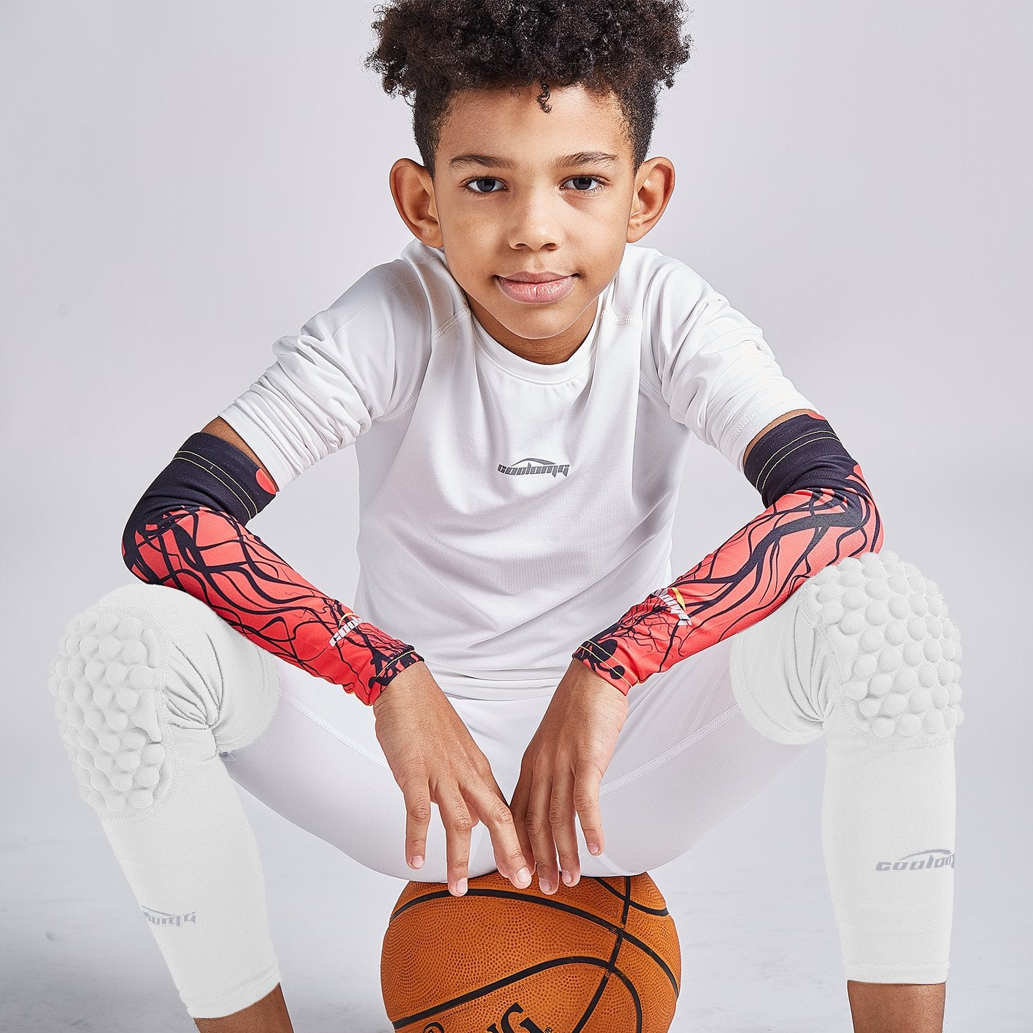 COOLOMG Basketball Knee Pads - Breathable Compression Leg Sleeves with Honeycomb Design for Men & Women - Perfect for Basketball, Volleyball, Running & Workout Protection