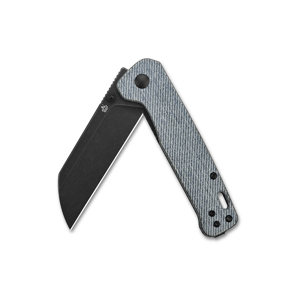 QSP Penguin Liner Lock Pocket Knife - D2 Steel Blade, Denim Micarta Handle - EDC, Camping, Hiking & Outdoor Survival Tool