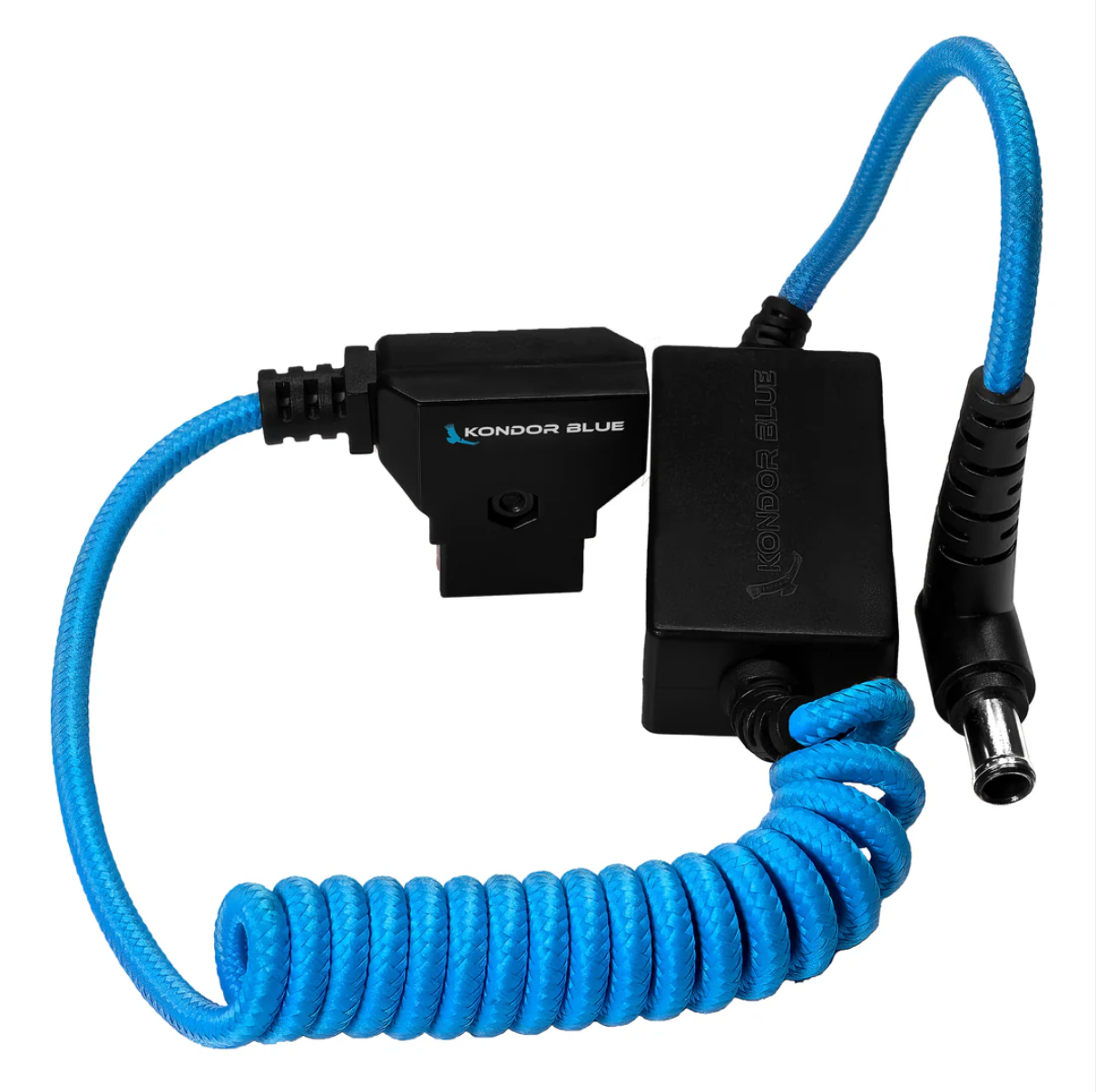 Kondor Blue Coiled D-Tap to 19.5V Regulated DC Power Cable for Sony FX9/FX6 Cameras | Professional Video Production Accessory for Cinematic Filmmaking