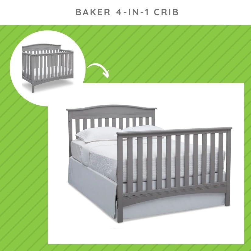 Delta Children Full Size Conversion Kit Bed Rails for Baker & Bakerton Crib - Grey (Model #0050-026) | Safe Toddler to Twin Bed Transition | Perfect for Nursery Room Upgrade