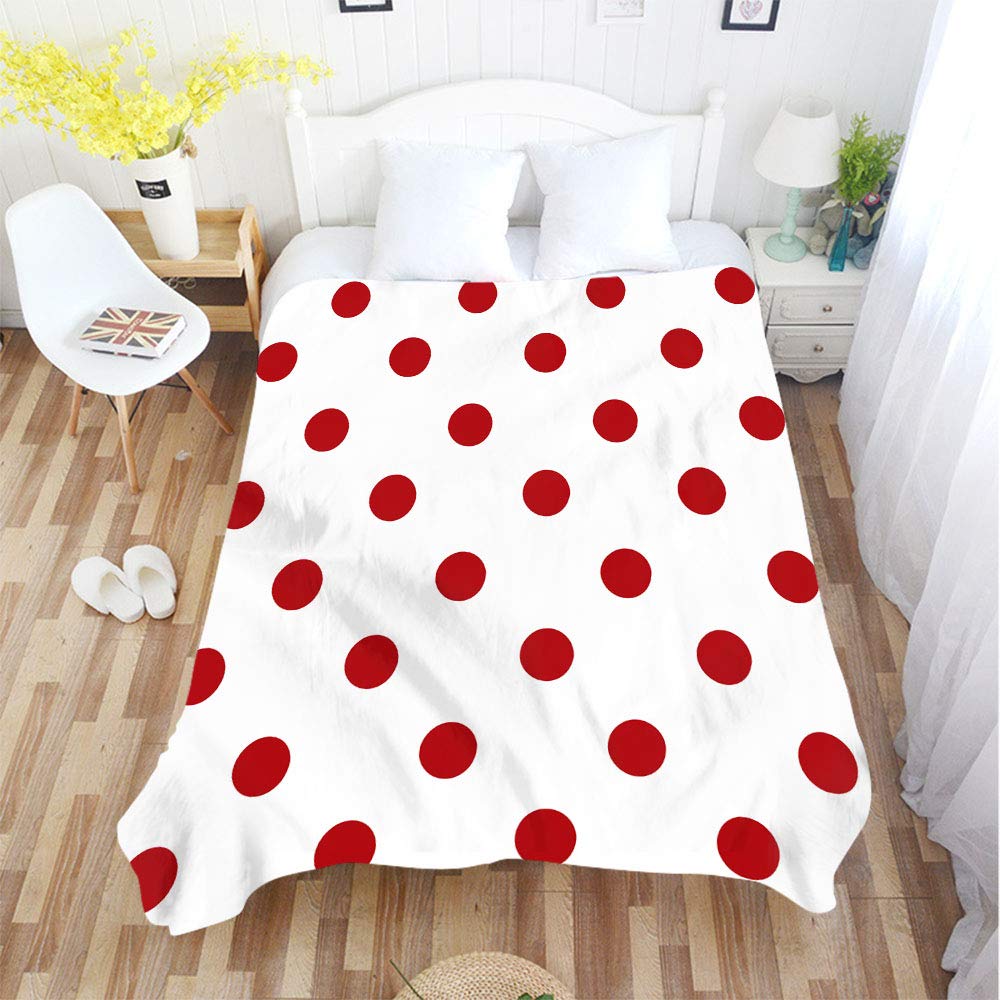 Red and White Polka Dot Flannel Throw Blanket - King Size 60x80 Inch - Soft Christmas Holiday Blanket for Sofa, Bed, Couch - Cozy Winter Gift for Women & Men - Perfect for Home Decor, Movie Nights & Gift Giving