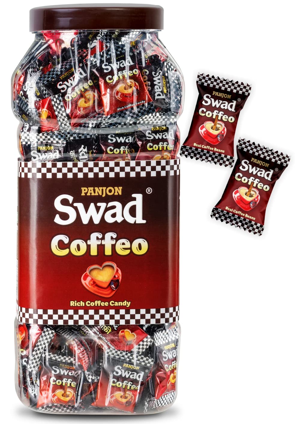 Premium Swad Coffee Candy - Rich & Bold Coffee Flavor Made with Strong Coffee Beans & Coffeo Toffee - 500g Jar - Perfect for Office Snacks, Gifts & Coffee Lovers