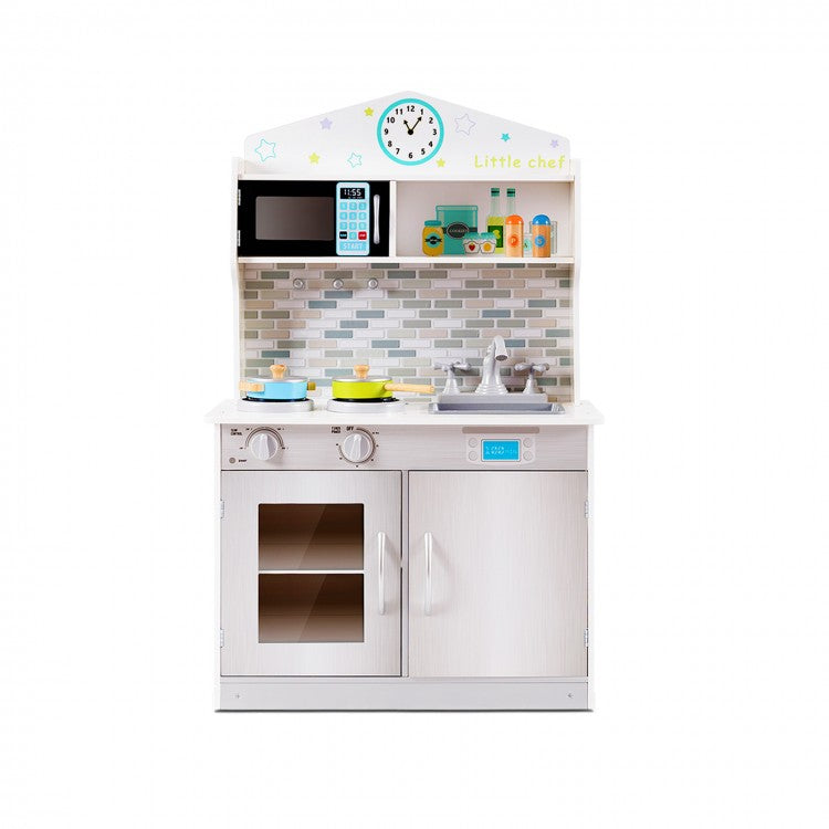 Wooden Pretend Play Kitchen Set for Kids - 12-Piece Cookware Toy with Utensils & Accessories - Perfect for Imaginative Play & Role-Playing Games