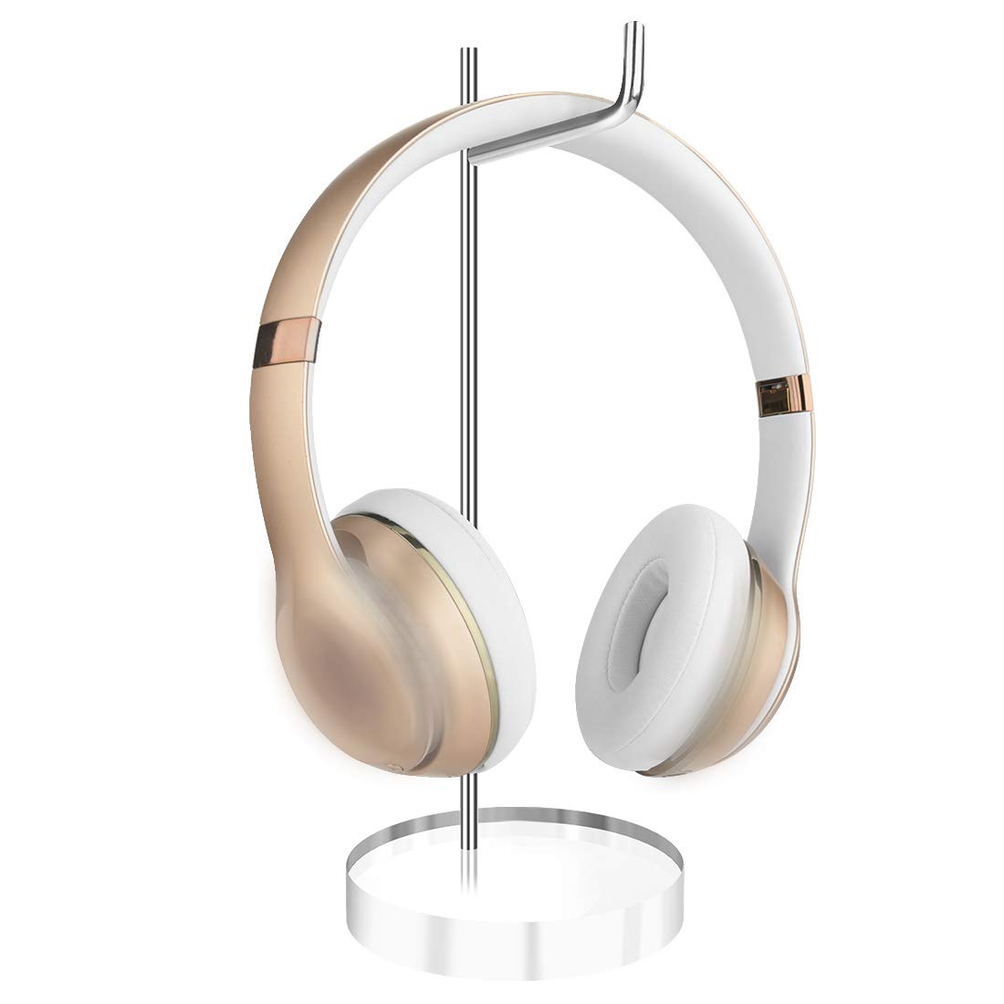 Geekria Premium Acrylic Aluminum Headphone Stand - Universal Gaming Headset Holder & Desk Display Hanger for Bose QC35, Beats Solo3, Sony WH-1000XM4 - Perfect for Home Office, Gaming Setup & Studio Organization (Clear)