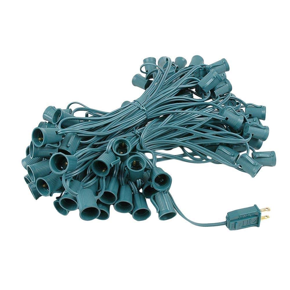 G50 Patio String Lights with 125 Clear Globe Bulbs - 100ft Green Wire Outdoor Hanging Lights for Garden, Cafe, Bistro & Market Decor - Perfect for Patio, Umbrella & Backyard Lighting