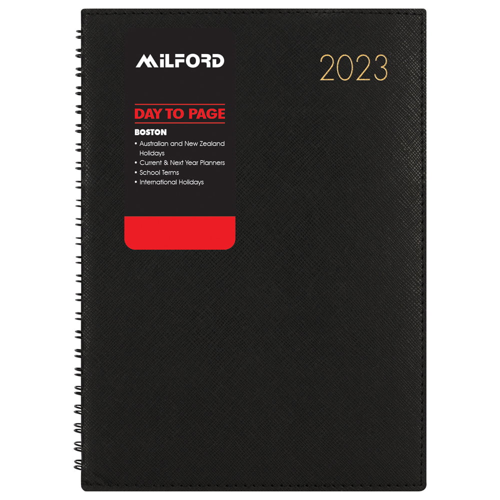 2025 Collins Boston A51 Day-to-Page Diary - Wiro Bound Black Planner, 148mm x 210mm (5.8