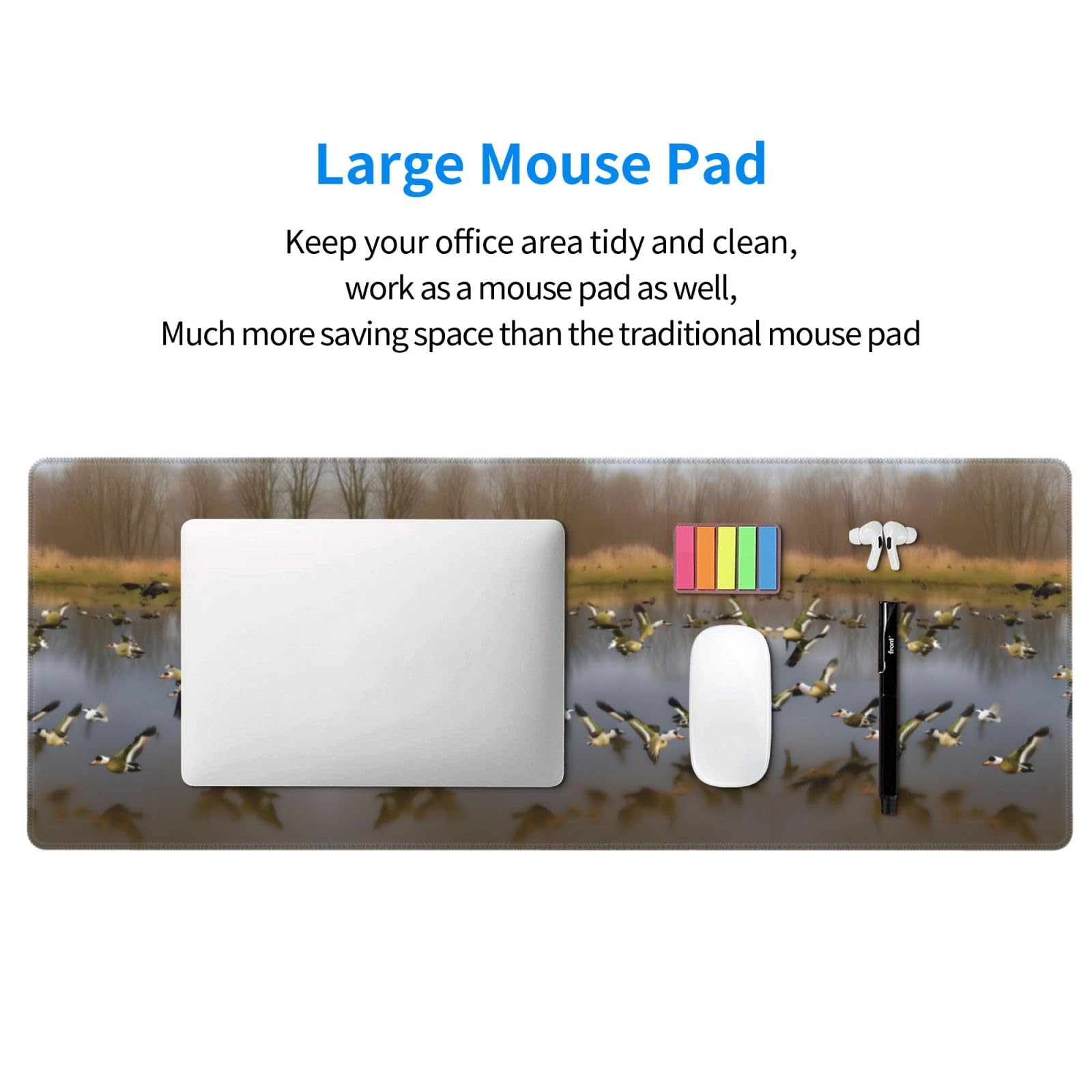 Premium Large Hunting Wild Ducks Keyboard Mat - Smooth Durable Desk Pad & Gaming Mouse Pad - Waterproof Easy Clean Surface - Perfect for Office, Gaming & Home Workspace
