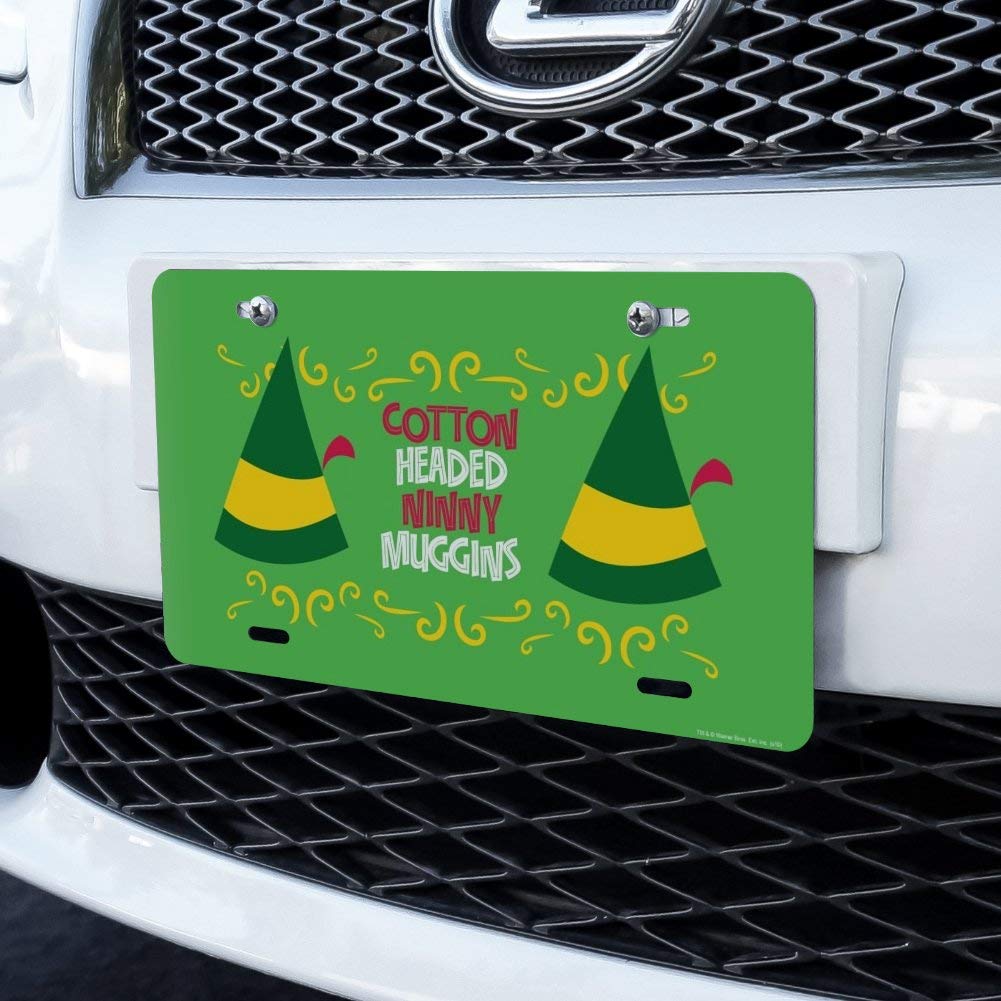 Elf Cotton Headed Ninny Muggins Novelty Metal Vanity License Plate - Christmas Car Decor, Room Sign & Gift for Movie Fans
