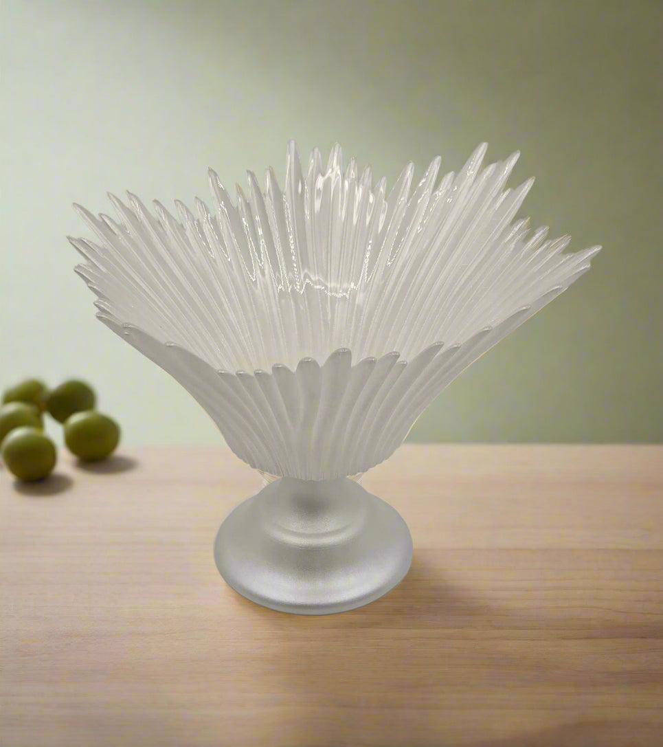 12x9 Inch Large Glass Footed Bowl with Pearl Finish - Perfect for Fruit Display, Candy Serving, and Elegant Home Decor
