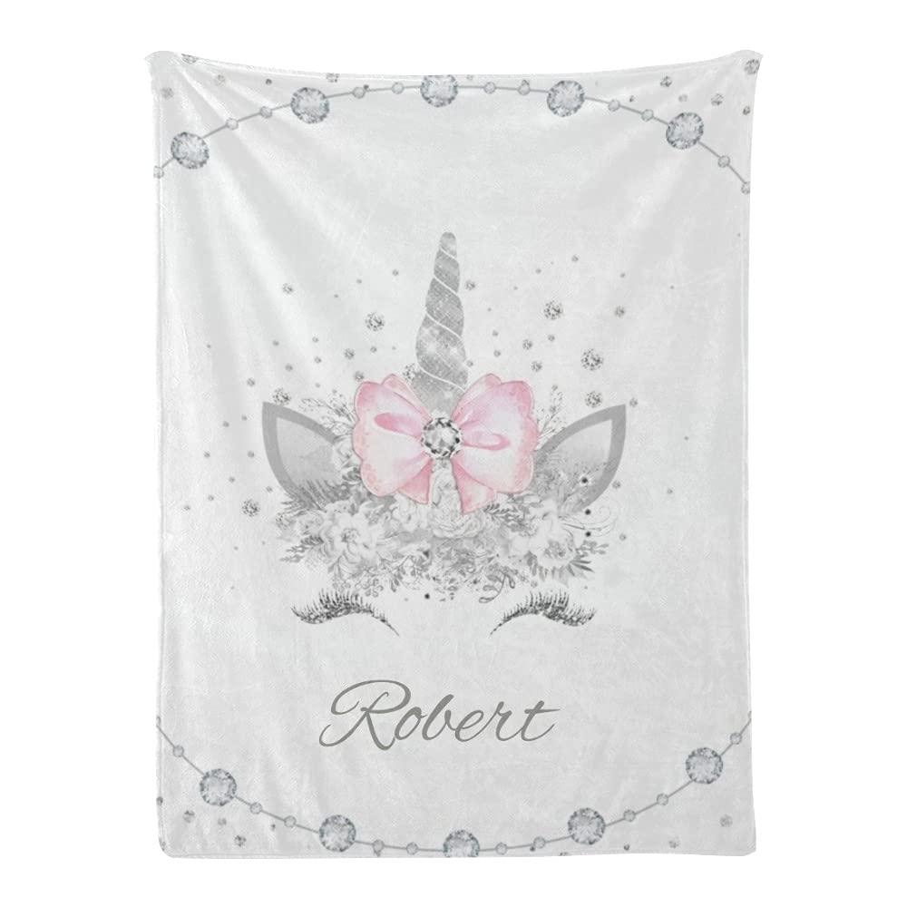 Personalized Unicorn Diamond Baby Blanket with Name - Super Soft Fleece Nursery Blanket for Boys & Girls - 30x40 Inches - Perfect for Birthdays, Baby Showers & Nursery Decor