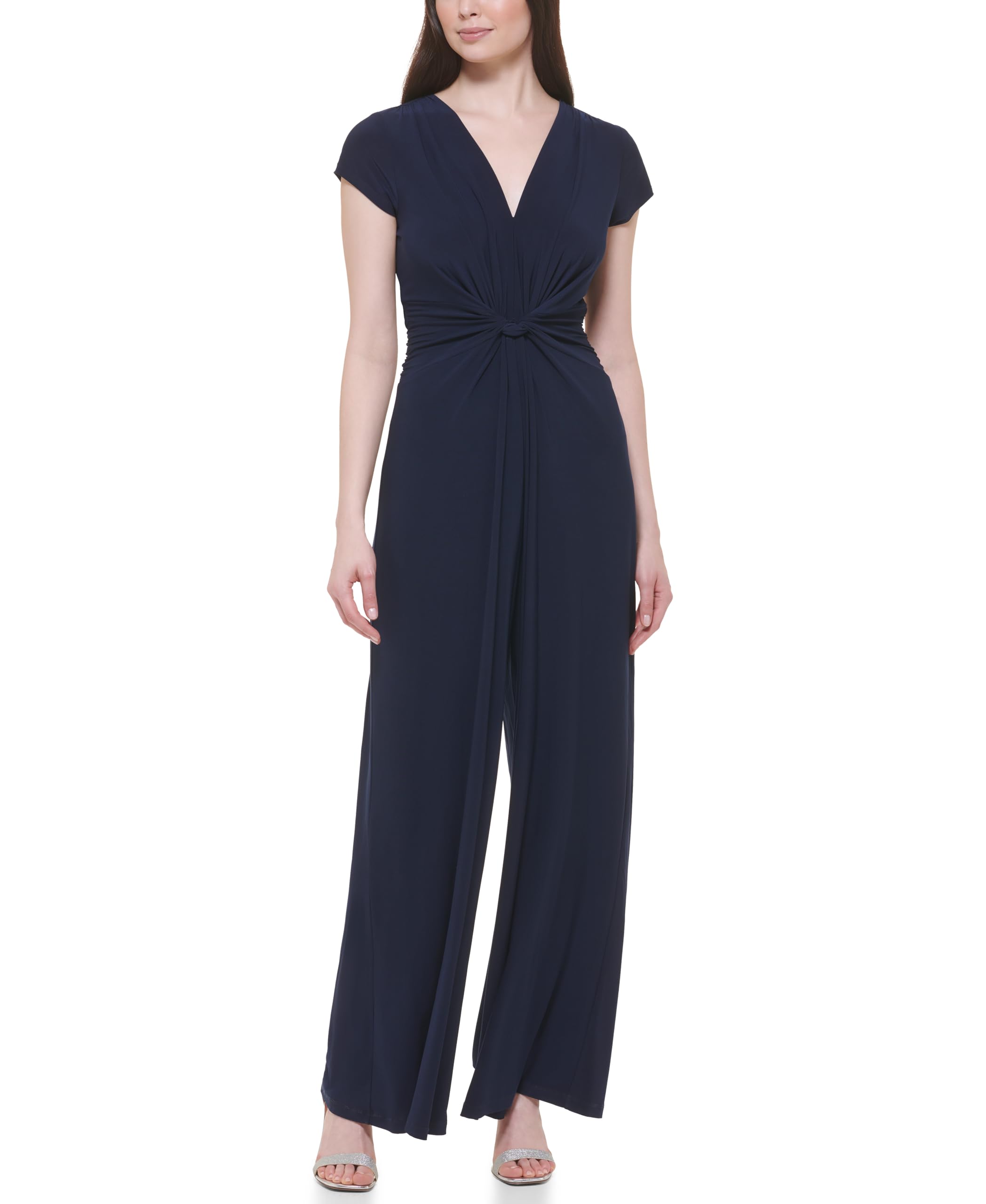 Vince Camuto Women's Twist Front Jumpsuit - Casual Romper Dress for Summer, Travel & Beach | Stretchy Comfort Outfit for Daytime & Night Out