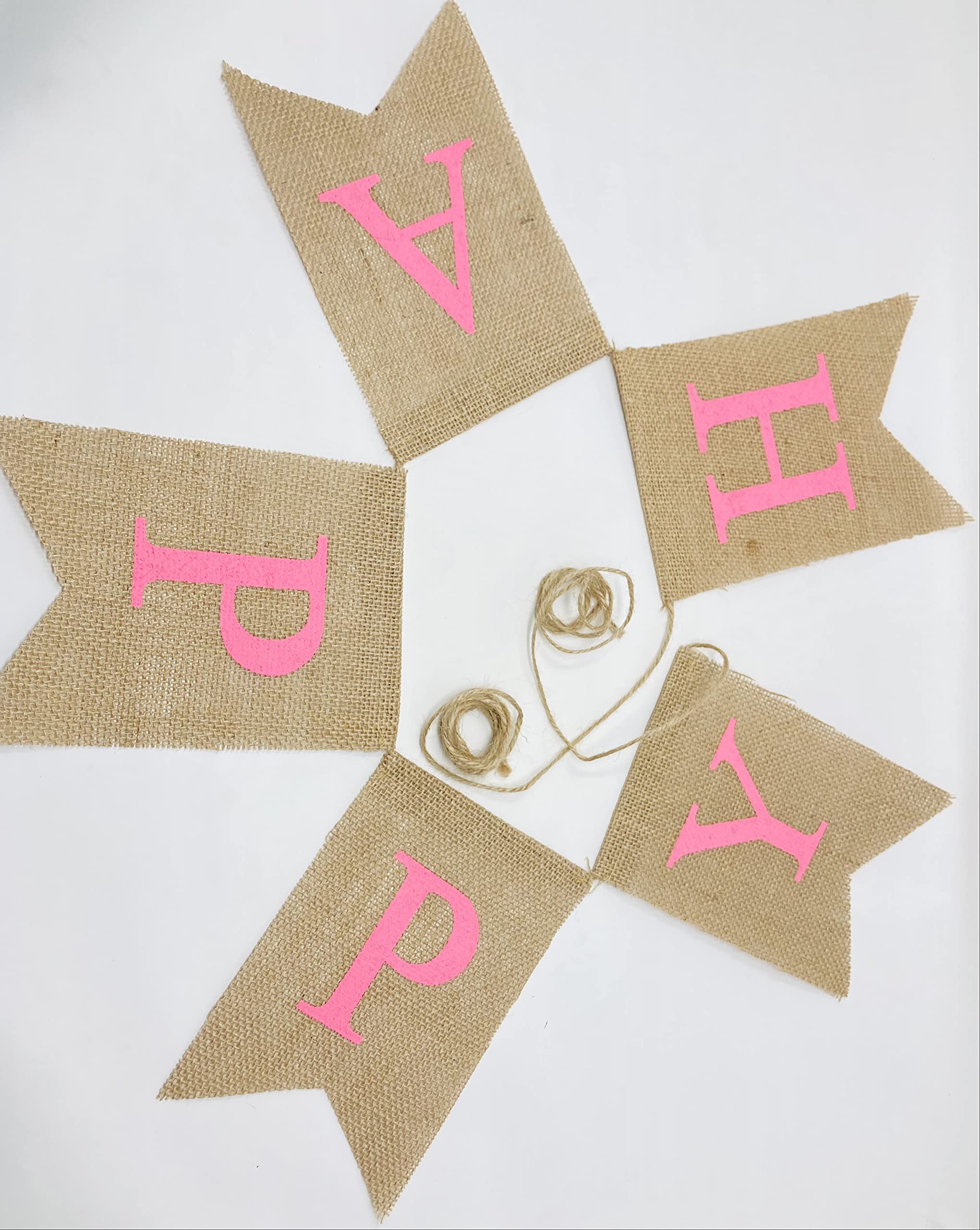 Happy Birthday Burlap Banner - Pink Party Decoration for Birthdays, Baby Showers & Celebrations | Perfect for Indoor & Outdoor Events