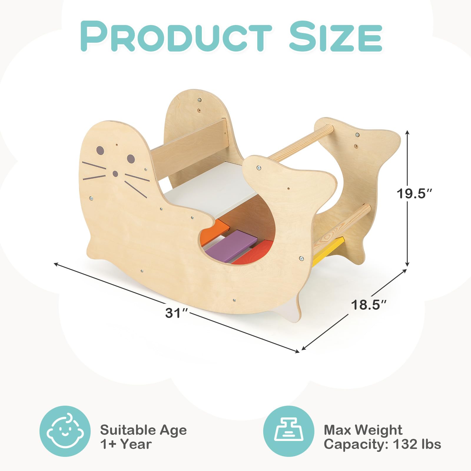 OLAKIDS 3-in-1 Montessori Wooden Climbing Toy Set - Pikler Triangle Arch, Rocker & Ladder for Toddlers | Indoor Play Gym for Boys & Girls | Perfect for Home Playrooms, Daycares & Preschools