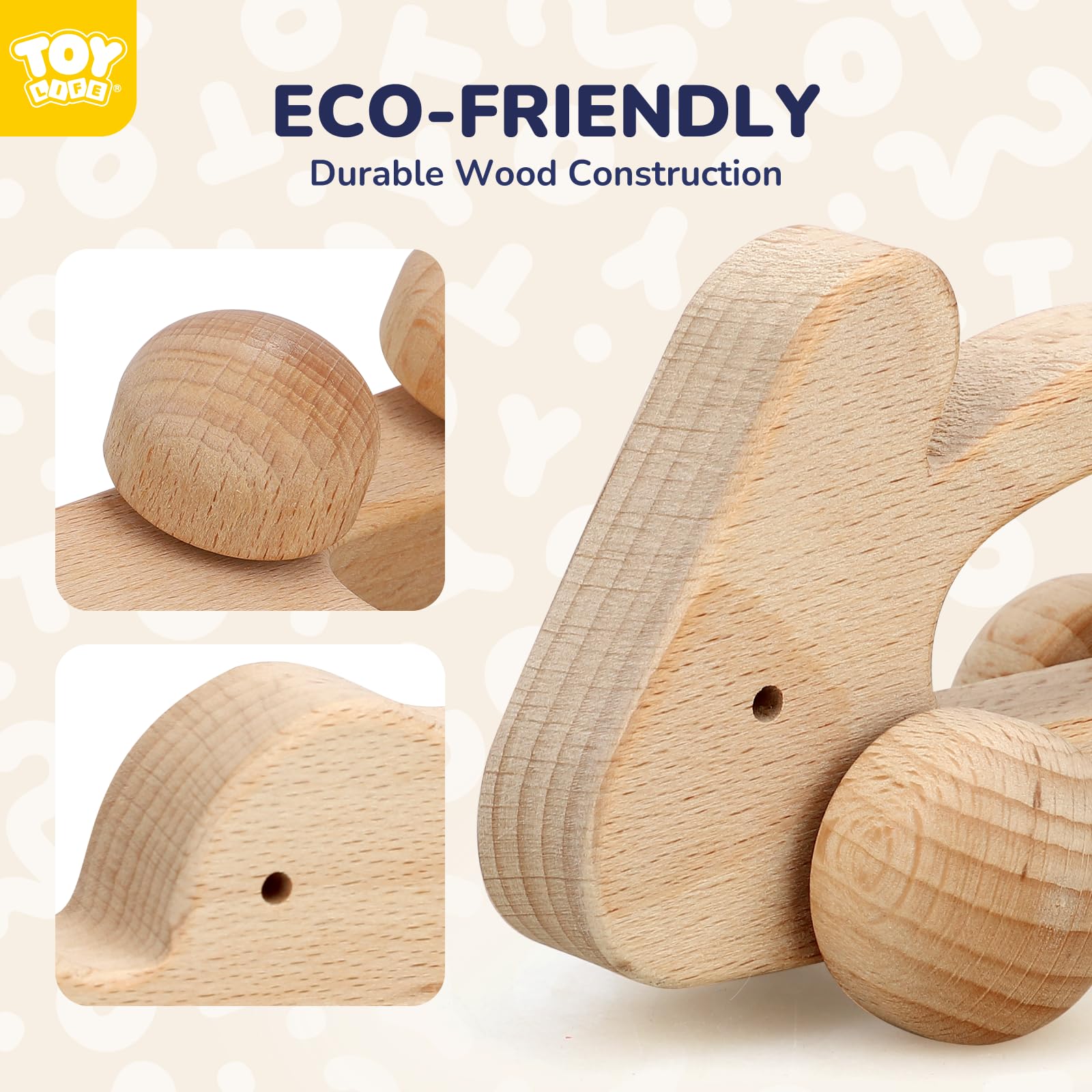 Montessori Wooden Toy Cars for Babies 0-12 Months - Elephant & Rabbit Animal Pull Toys - 1st Birthday Gift for Boys & Girls - Safe Baby Nursery Decor | Perfect for Early Learning, Playtime & Room Decoration