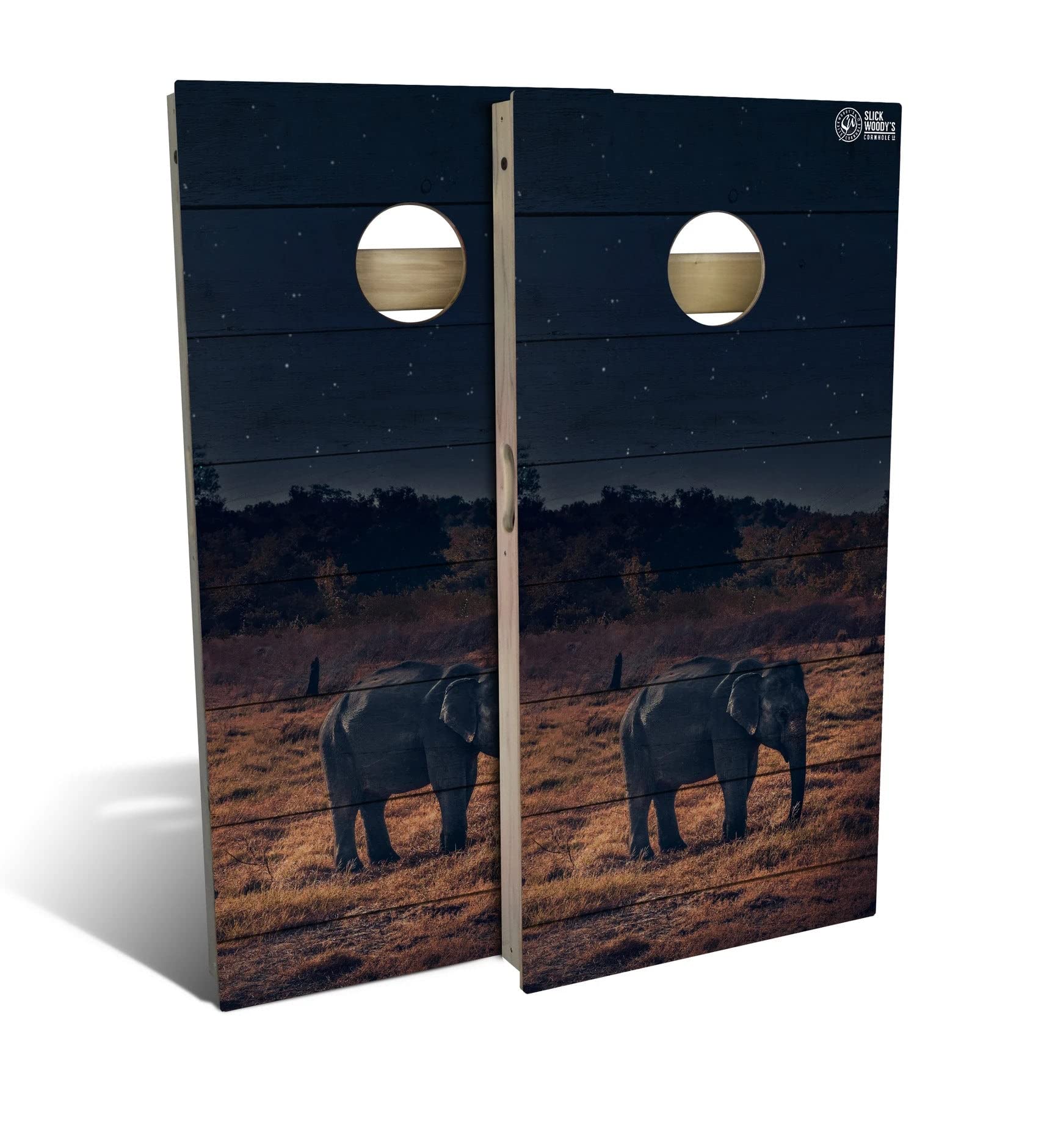 Premium Elephant Under The Stars Cornhole Game Set - 2 Boards & 8 Bean Bags - Customizable Size & Accessories - Perfect for Backyard Parties, Tailgating & Outdoor Family Fun