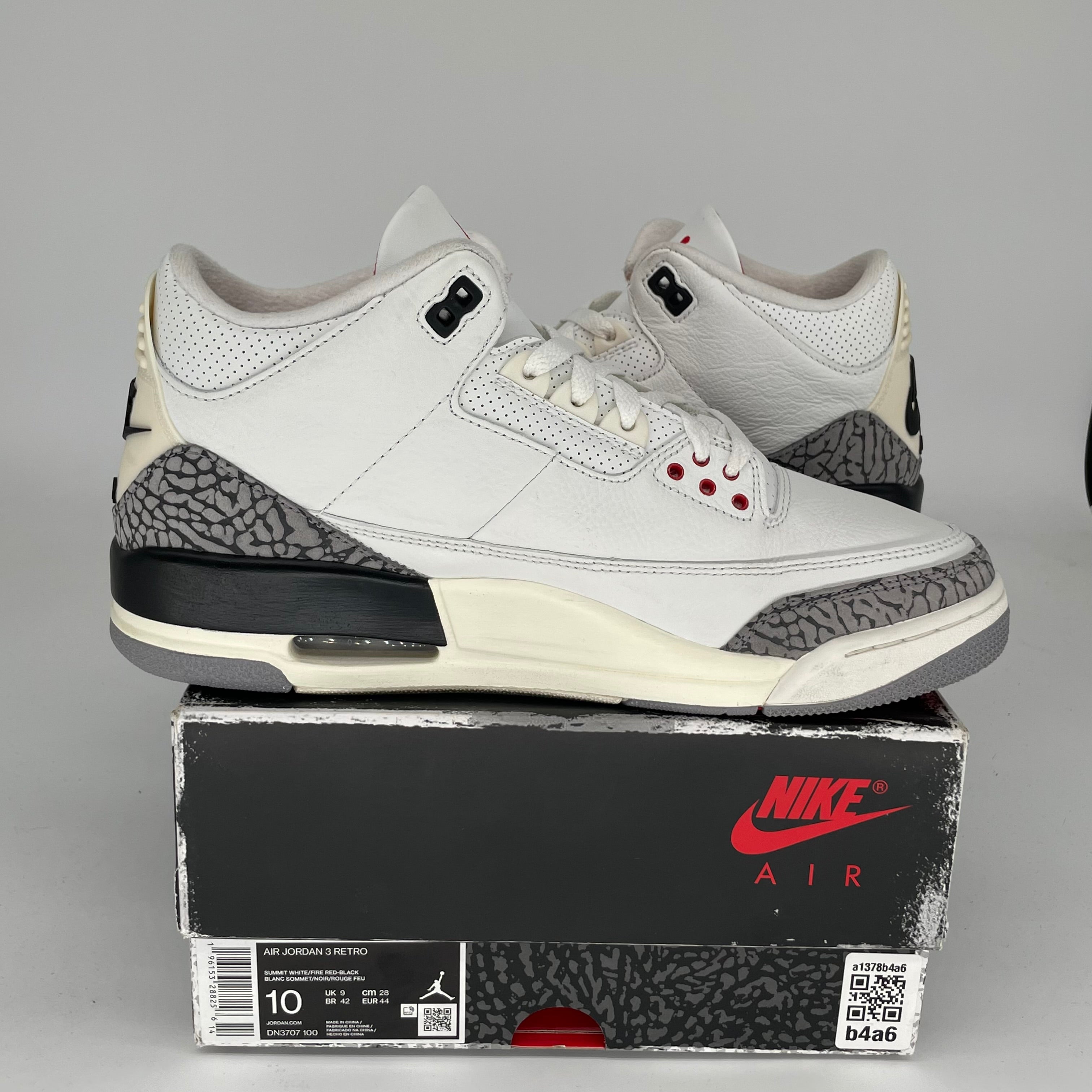 AIR JORDAN 3 White Cement Reimagined Men's Basketball Shoes Size 10 DN3707 - Retro Sneakers for Streetwear & Basketball Games
