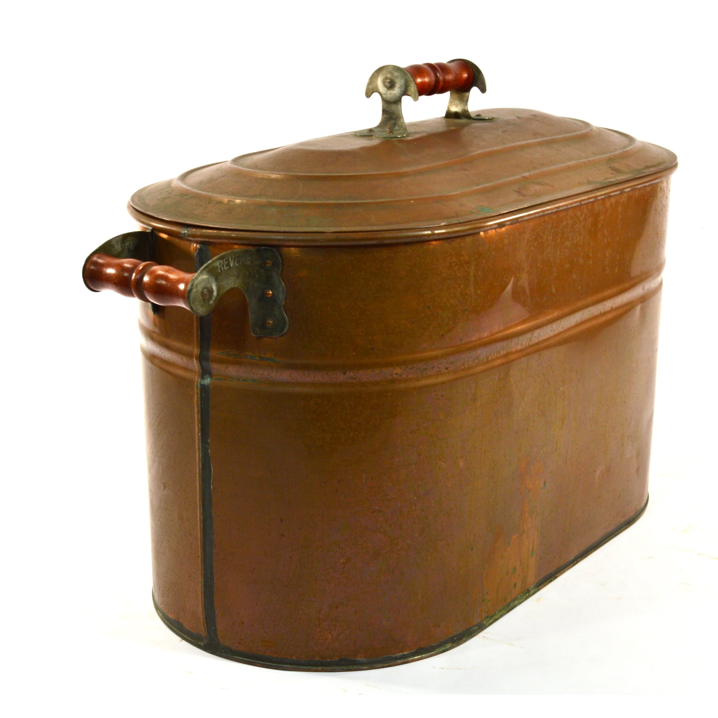 Vintage Revere Copper 14-Gallon Roasting Pan with Double Handles & Original Lid - Perfect for Large Family Dinners, Holiday Cooking, and Professional Catering