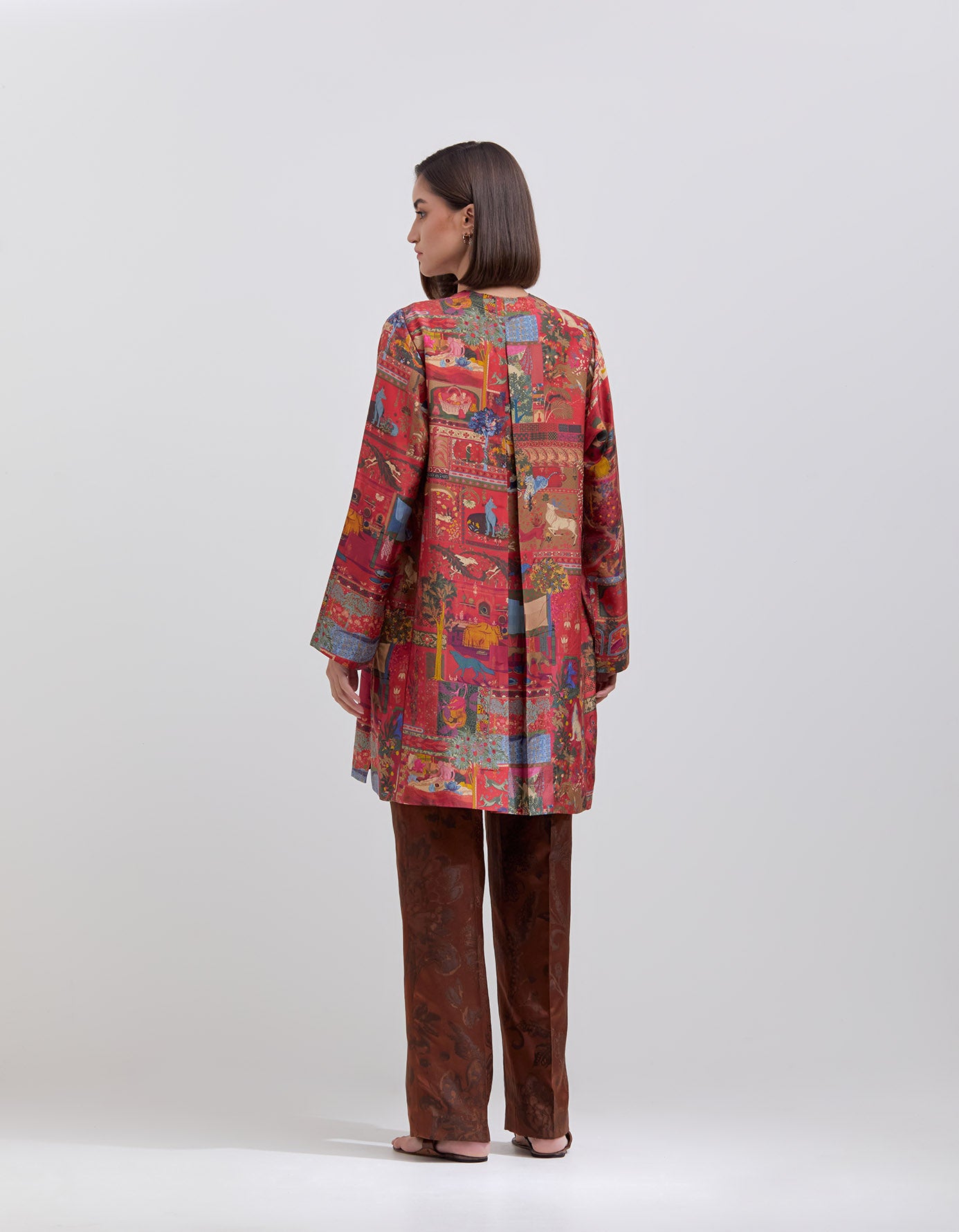 Kalidar Silk Kurta for Women - Elegant Crimson Embroidered Indian Tunic Top for Festivals, Weddings & Special Occasions