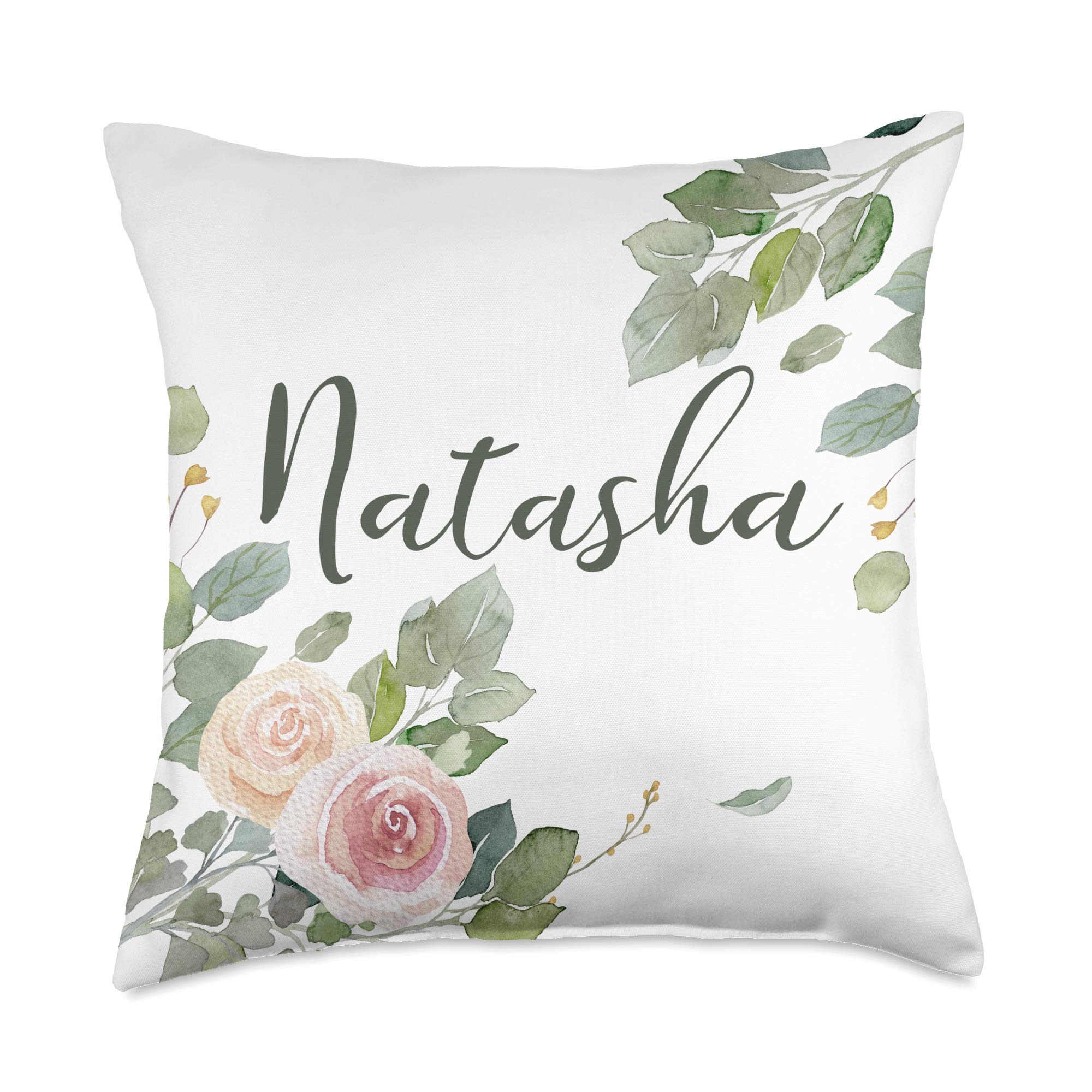 Personalized Name Watercolor Floral Throw Pillow - Custom Gift for Home Decor, Wedding Present, Housewarming Gift - Perfect for Sofa, Bed, Nursery & Living Room