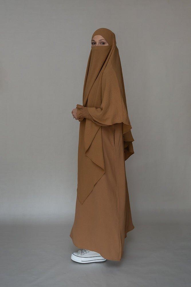 One Layer Khimar in Brown - Modest Muslim Prayer Scarf for Women - Perfect for Daily Wear, Prayer & Special Occasions