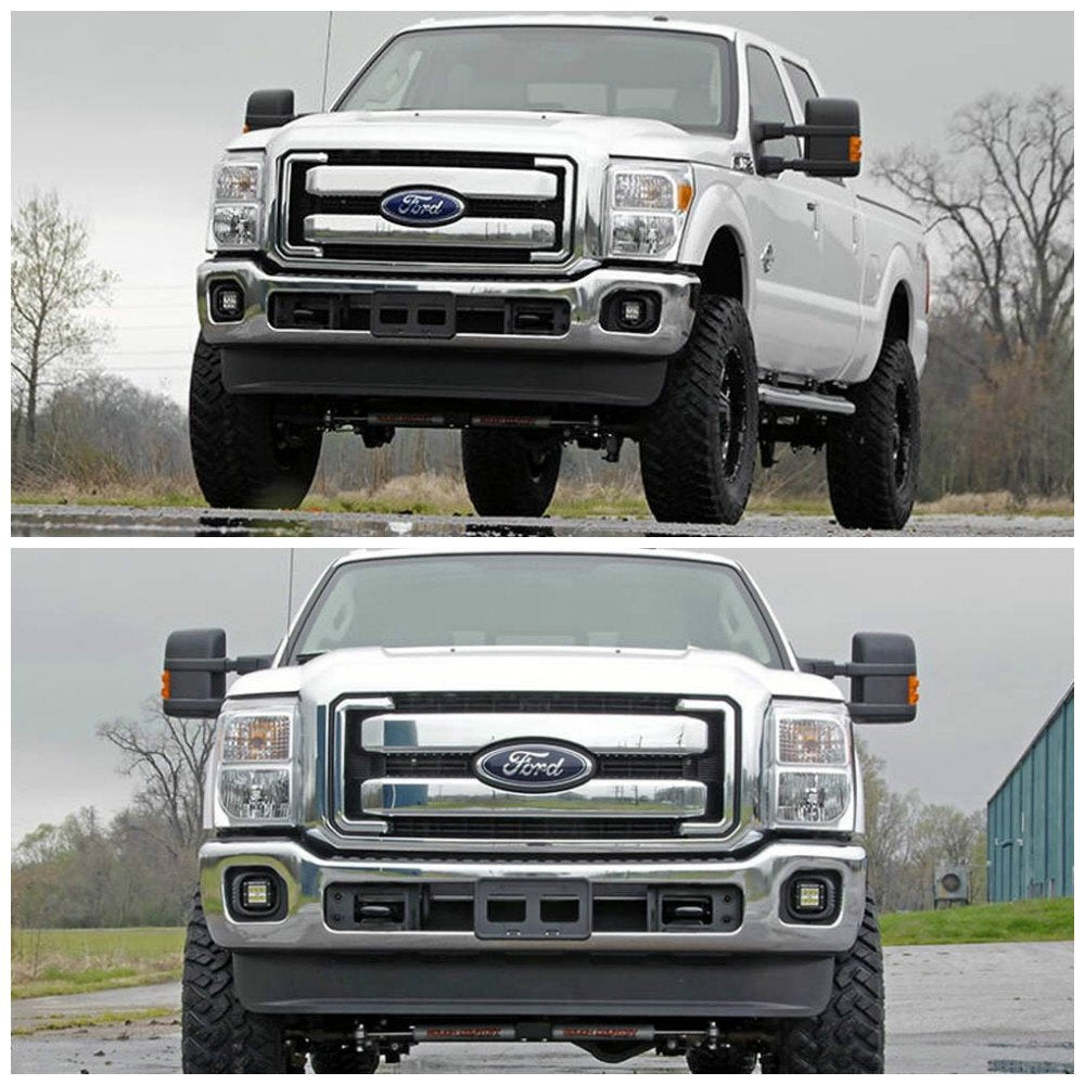 40W 4D Optic LED Projector Pods with Fog Light Brackets - Compatible with 1999-2016 Ford F250 & F Series Trucks - Perfect for Off-Roading, Night Driving & Foggy Conditions