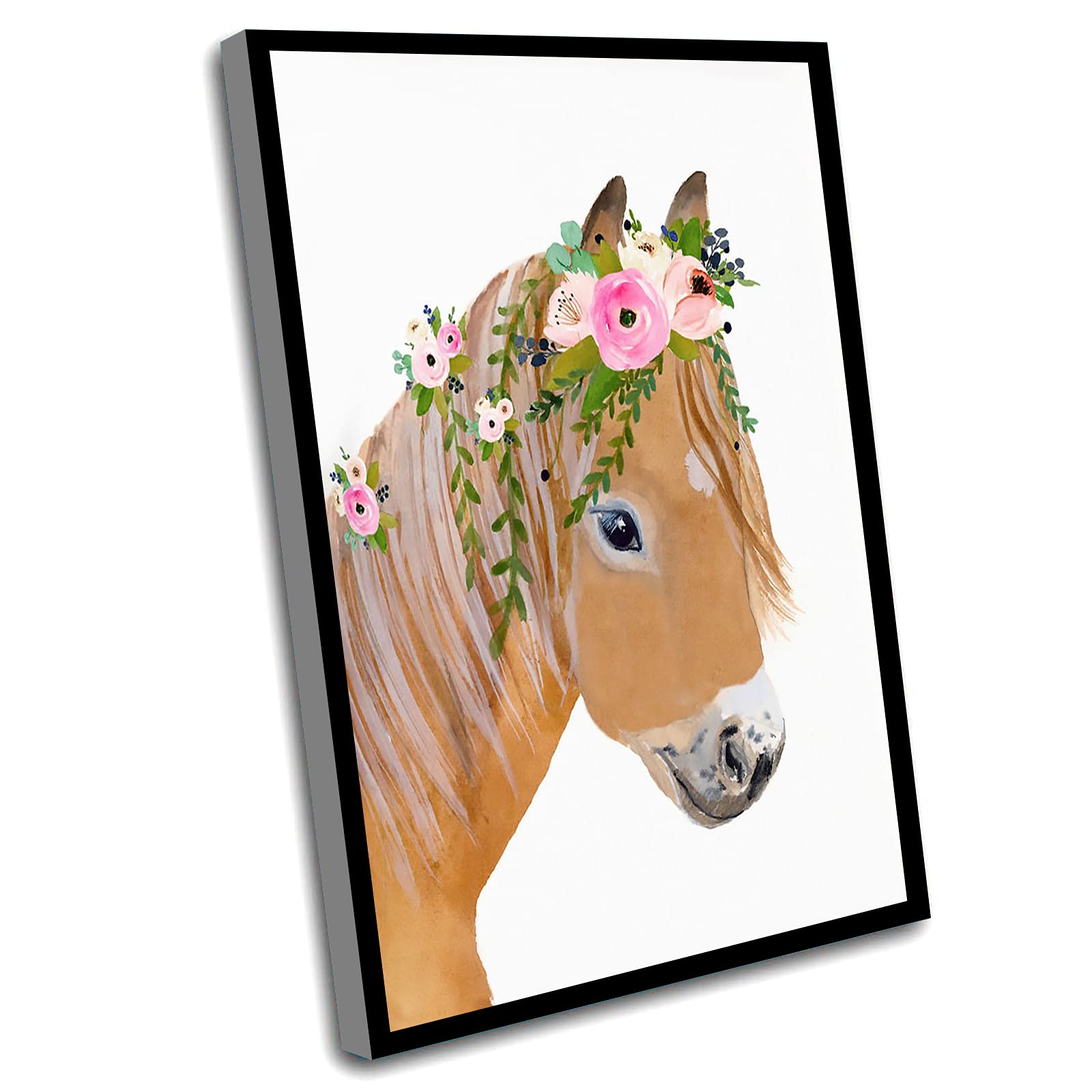 Farmhouse Nursery Decor - 8x12 Inch Framed Wall Art with Cute Pony Design for Kids Room, Bathroom & Playroom - Perfect for Equestrian Themed Bedroom, Baby Shower Gift & Children's Wall Decor