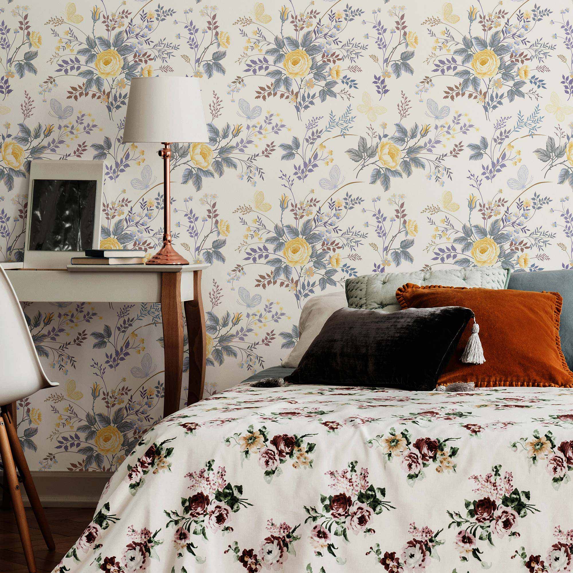 Yellow Botanical Peel and Stick Removable Wallpaper - Self-Adhesive Floral Wall Decal for Home & Office Decor - 4320