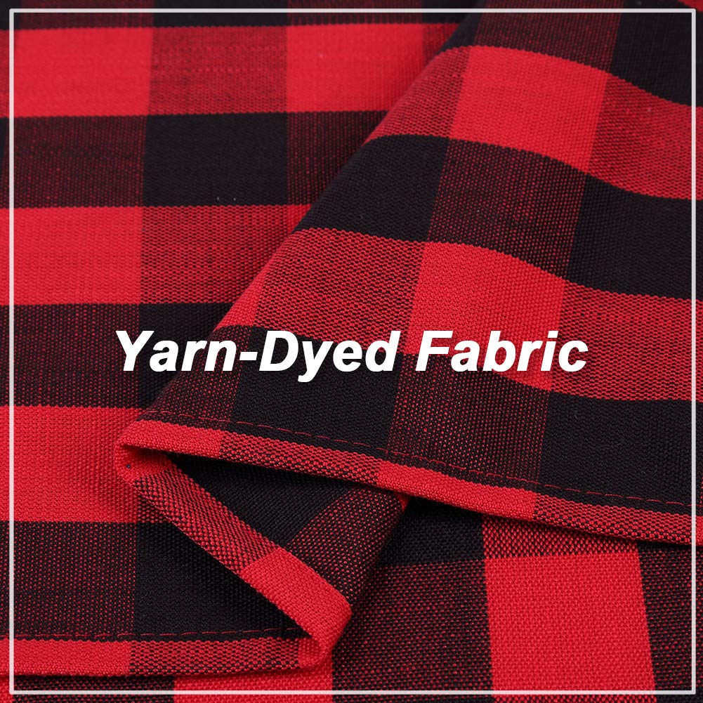 CAROMIO Red and Black Buffalo Plaid Kitchen Valances - Thick Buffalo Check Gingham Window Curtains for Christmas Decor, 52x15 Inches - Perfect for Kitchen, Cafe & Holiday Home Decor