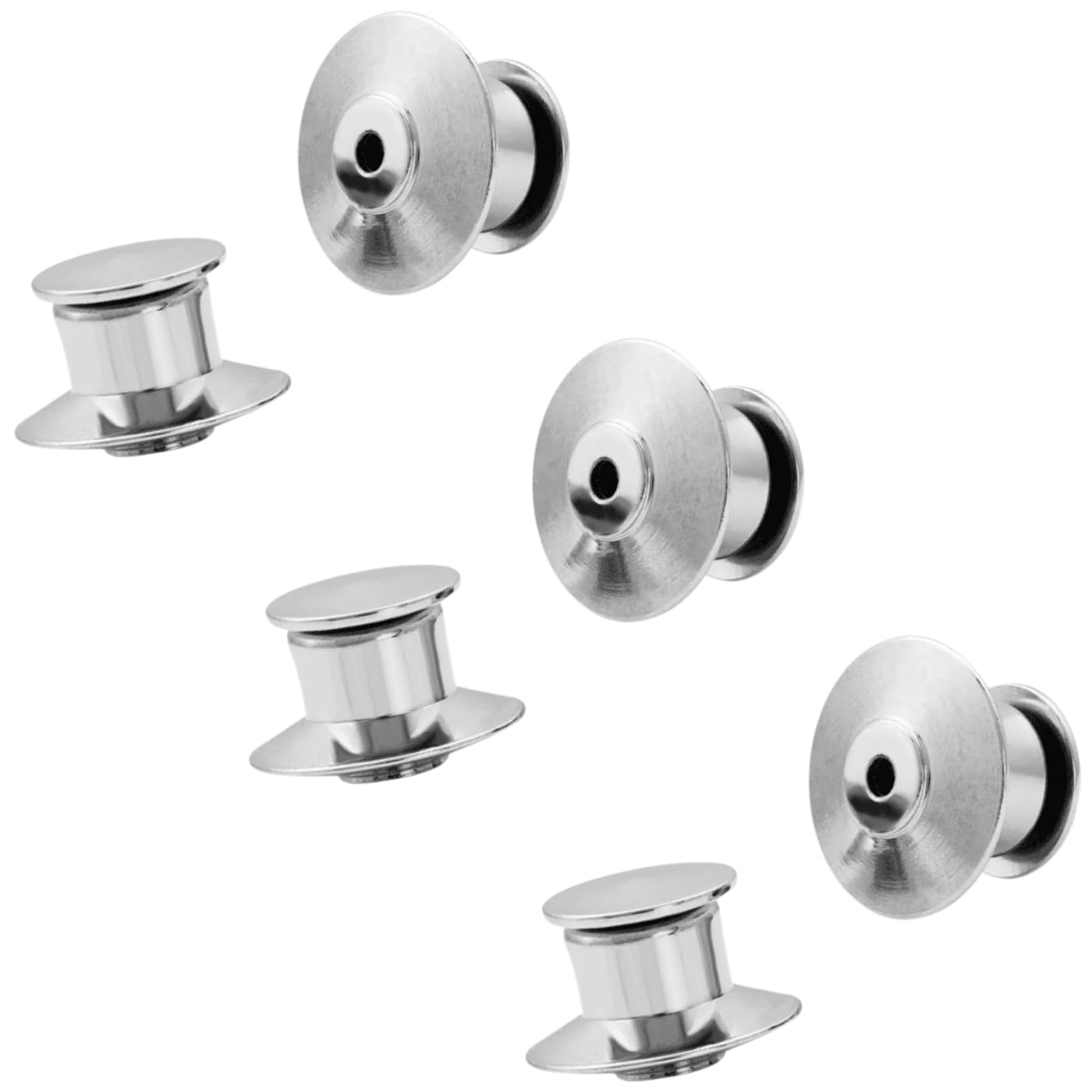 Silver Metal Locking Pin Back Keepers - Secure Replacement Clasps for Lapel Pins, Insignia, Nameplates, Brooches & Enamel Pins (6 Pack) - Ideal for Uniforms, Hats, Bags & Accessories