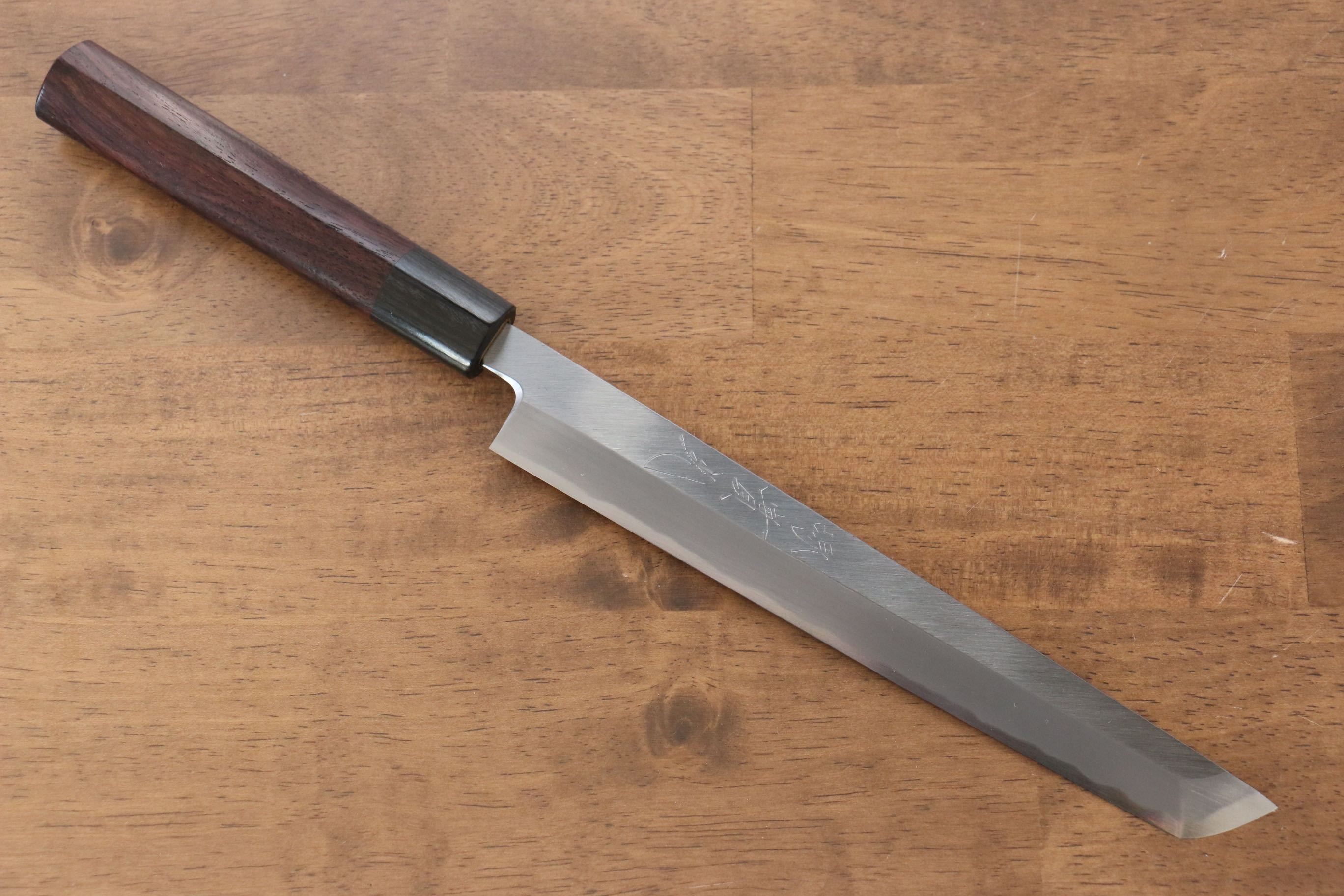 Premium Jikko White Steel No.2 Sakimaru Yanagiba Sushi Knife 210mm with Exquisite Shitan Handle - Perfect for Sushi Chefs & Japanese Cuisine Preparation