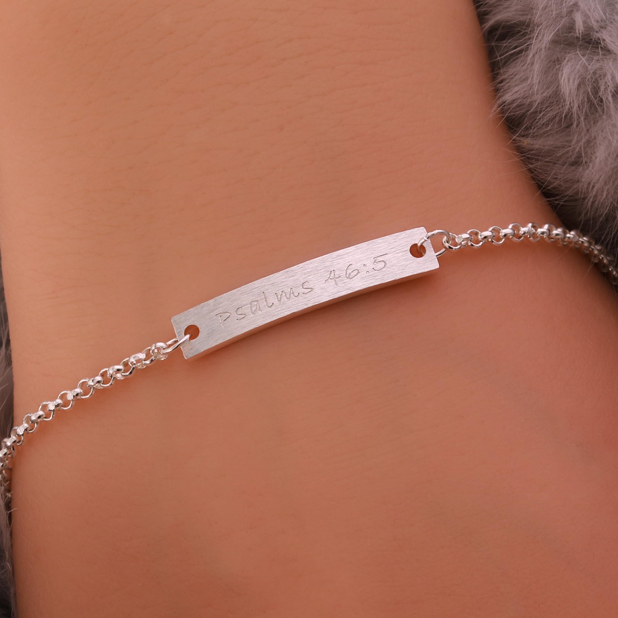 ALiLuYa Psalms 46:5 Sterling Silver Bible Verse Bracelet for Women - 925 Silver Engraved Christian Jewelry, Inspirational Gift for Church, Baptism & Daily Faith Wear