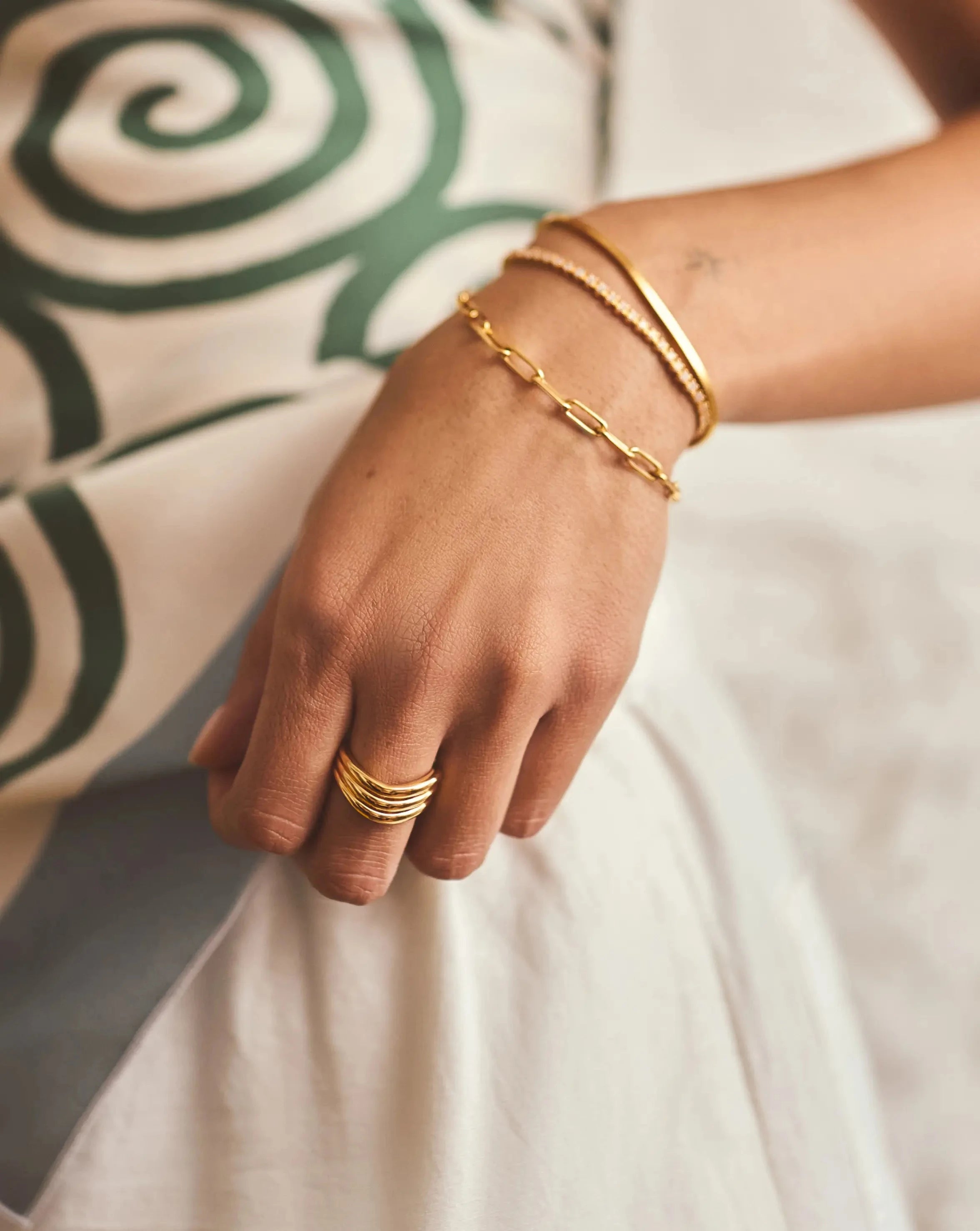 Savi Signature Triple Ring - 18k Gold Plated Women's Stackable Rings Set, Elegant Dainty Jewelry for Everyday Wear, Gift for Her, Anniversary, Birthday, Valentine's Day