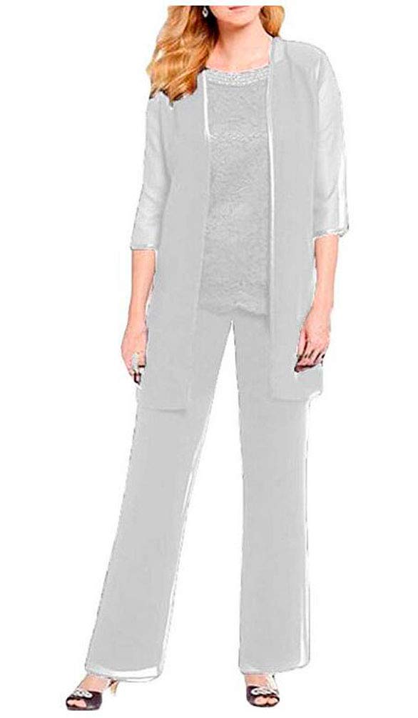 Elegant 3-Piece Pantsuit Set for Mother of the Bride - Women's Lace Bodice Formal Outfit & Evening Gown - Perfect for Weddings, Galas, and Special Occasions