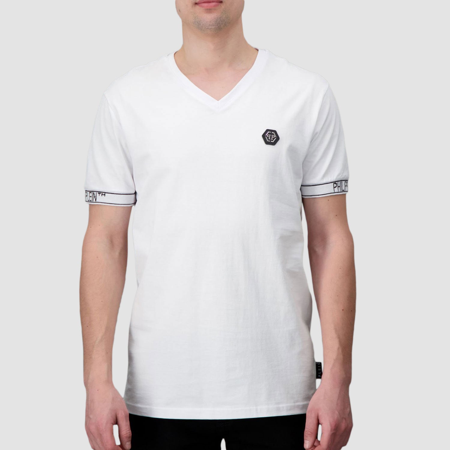 Philipp Plein White V-Neck Short Sleeve T-Shirt for Men - Casual Summer Wear & Street Style Outfits