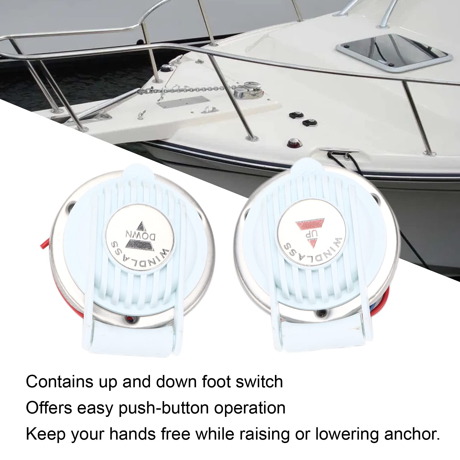 **Marine Anchor Windlass Foot Switch - Compact Deck Mount Boat Winch Control for Up/Down Operation - Ideal for Sailboats, Yachts & Fishing Boats**