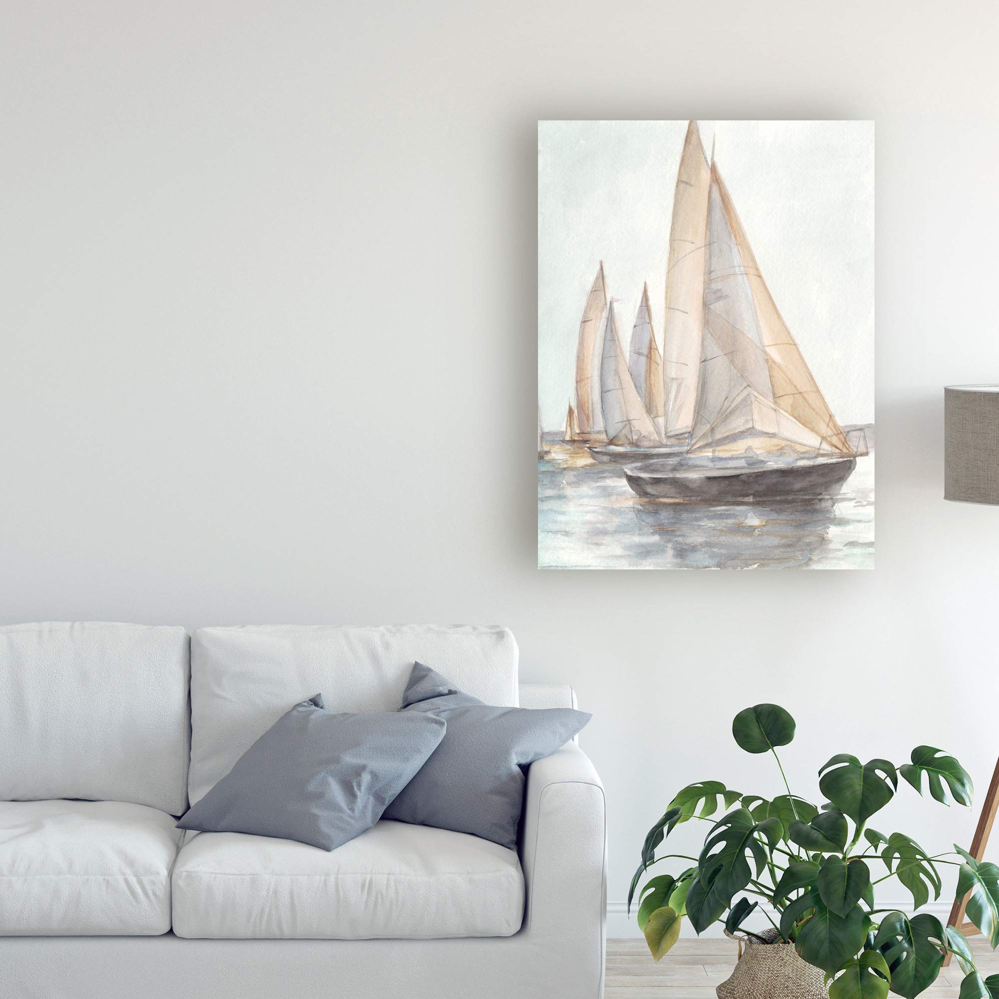 Trademark Fine Art 35x47 Plain Air Sailboats II by Ethan Harper - Coastal & Nautical Wall Decor for Living Room, Bedroom, or Office
